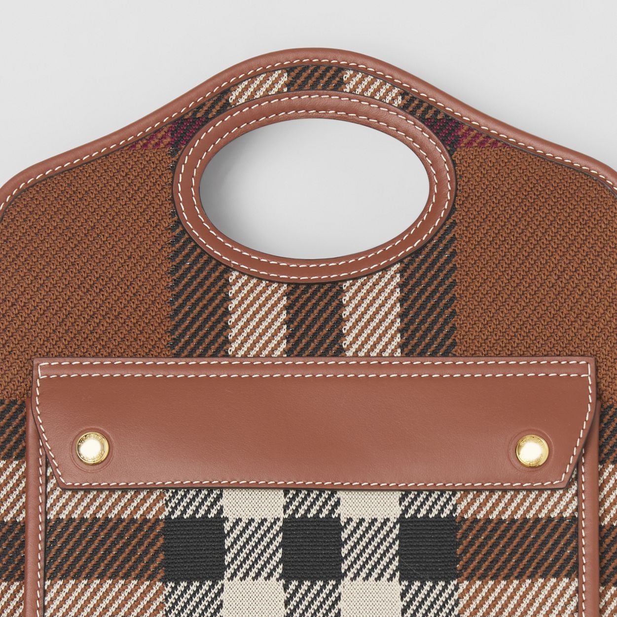 Mini Knitted Check and Leather Pocket Bag - 2