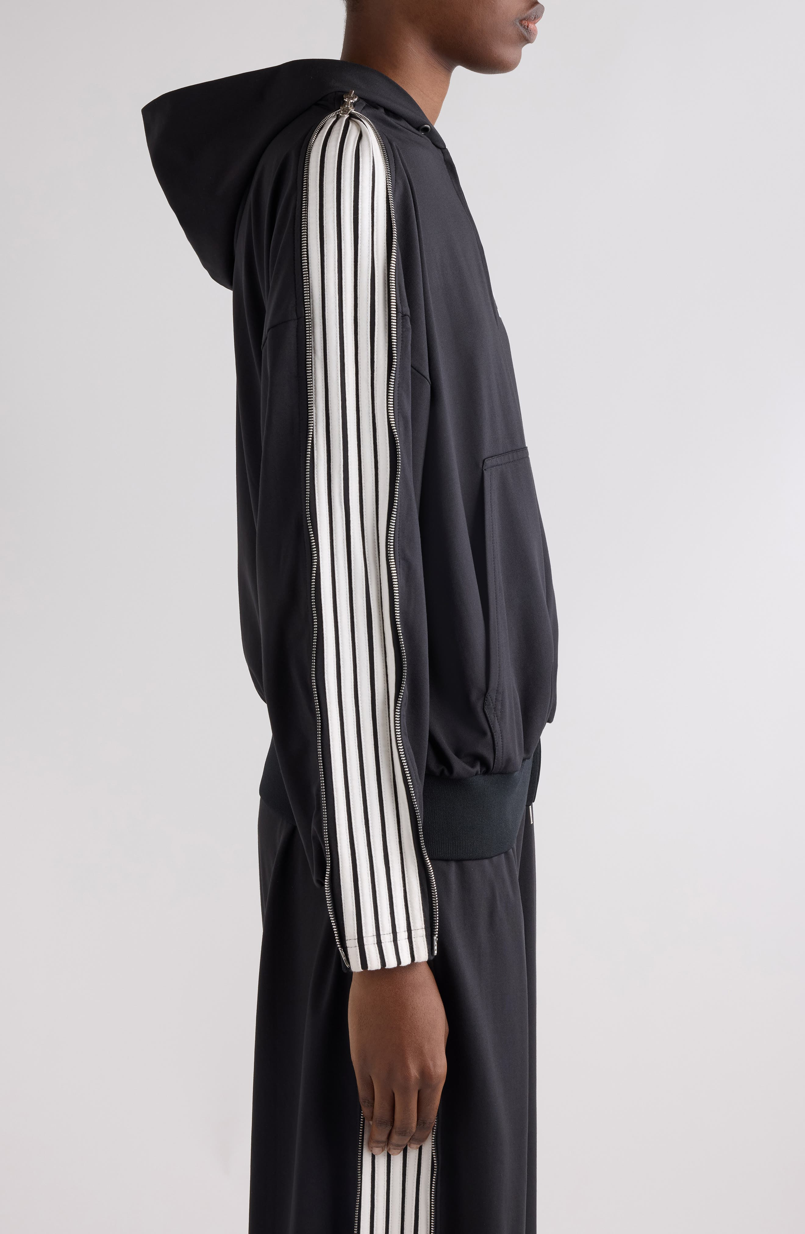 Balenciaga Loop Sports Icon Full Zip Hoodie in Black/White at Nordstrom - 5