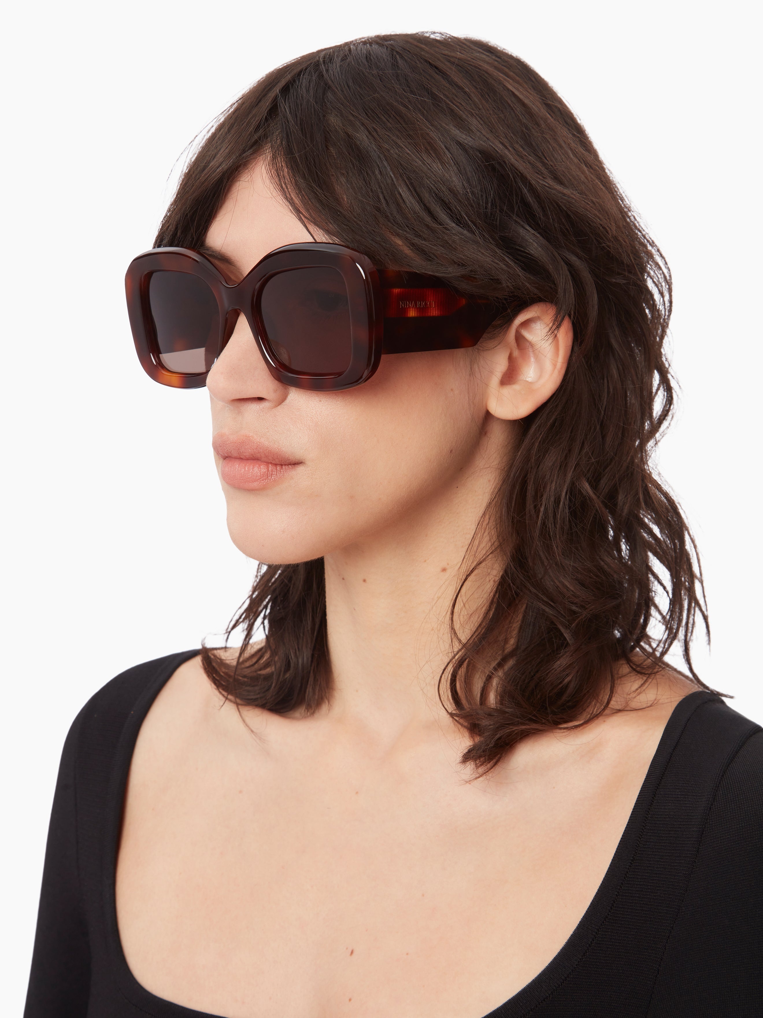 Full Moon oversize shiny havana Sunglasses - 3