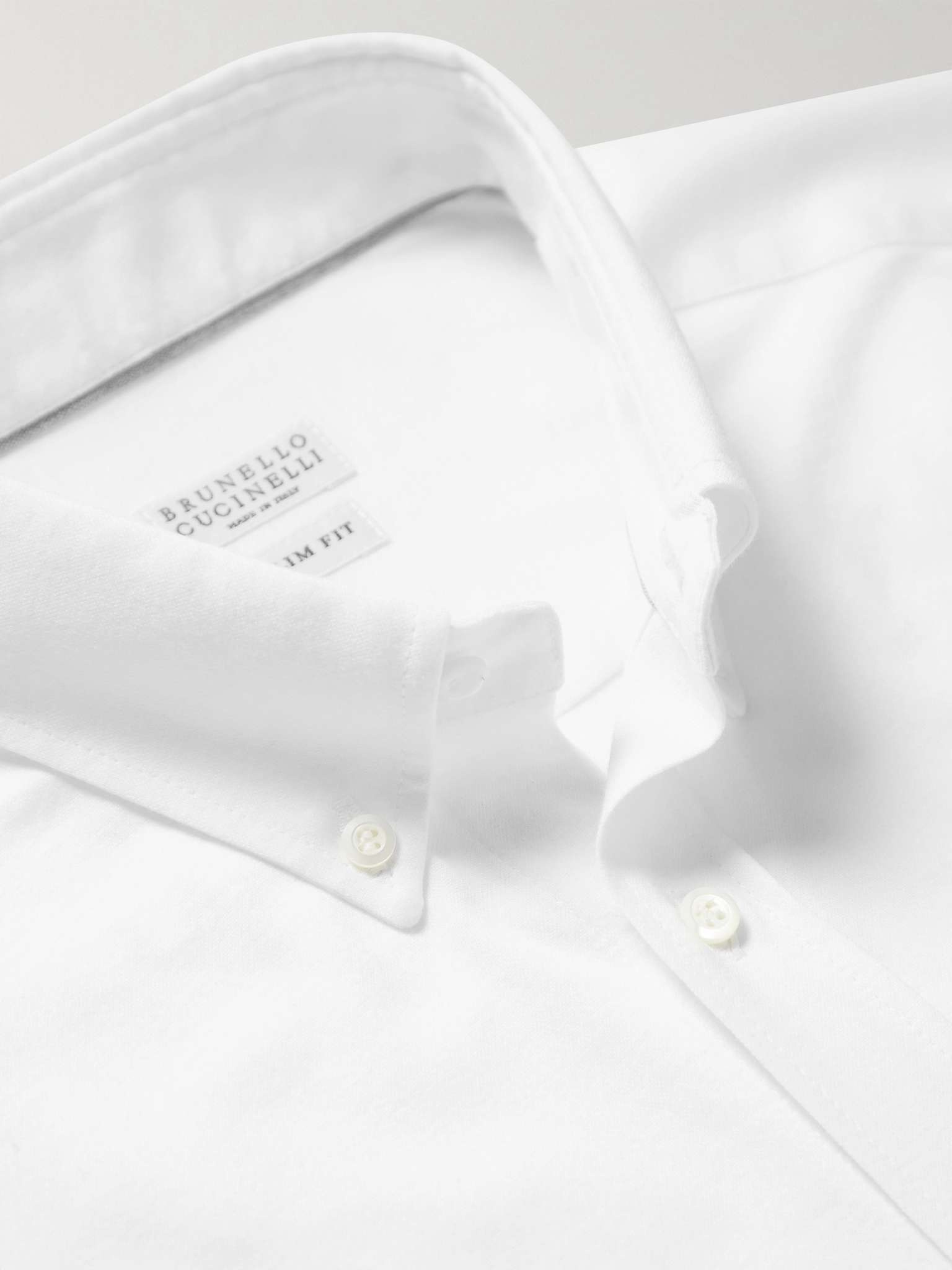 Button-Down Collar Herringbone Cotton Shirt - 7