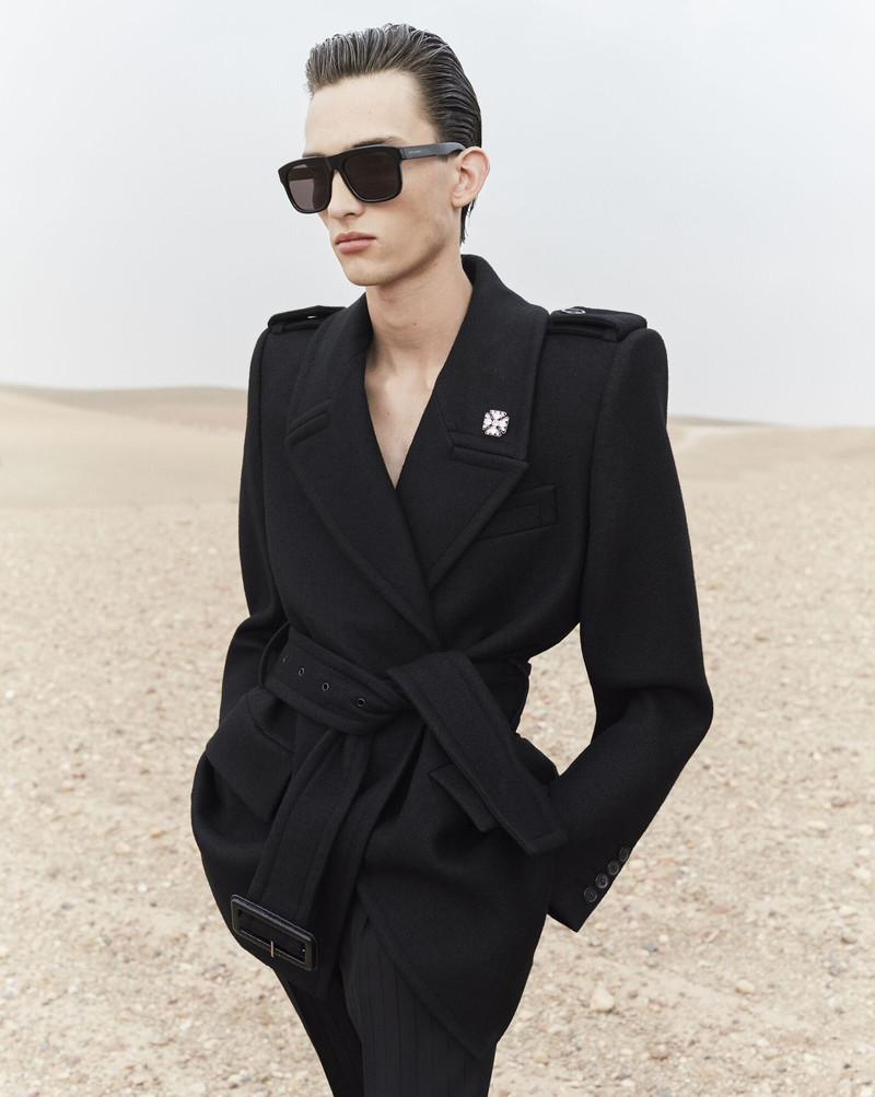 SAINT LAURENT oversize shoulder coat in wool felt outlook