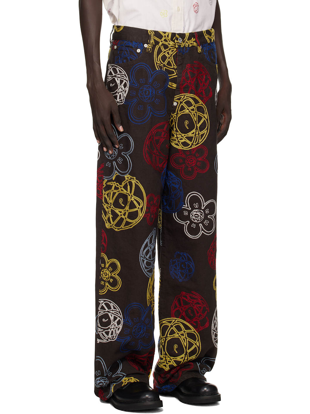 Brown Kenzo Paris Futura 2000 Edition Embroidered Trousers - 2