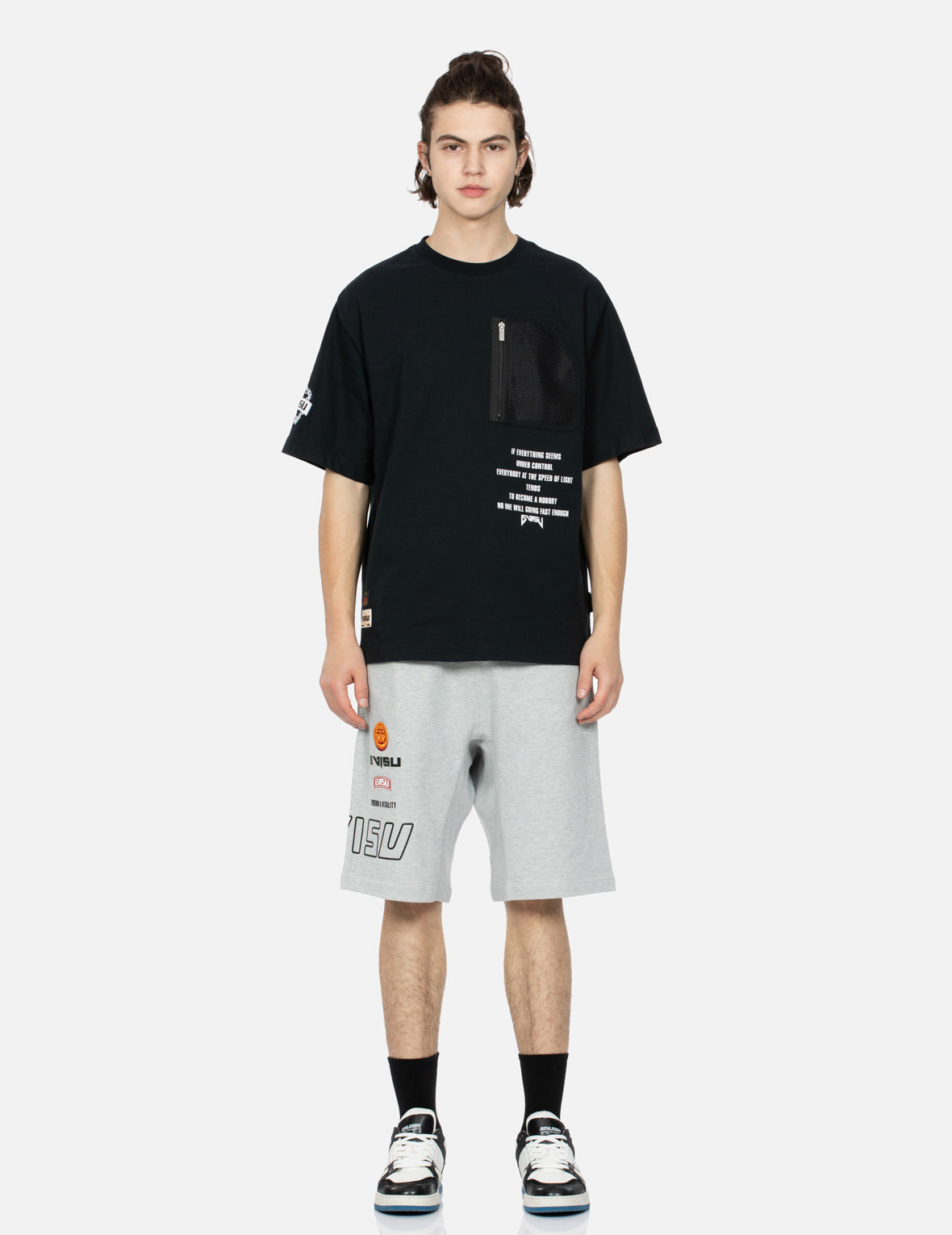 LOGO PRINT AND KAMON EMBROIDERY SWEAT SHORTS - 5