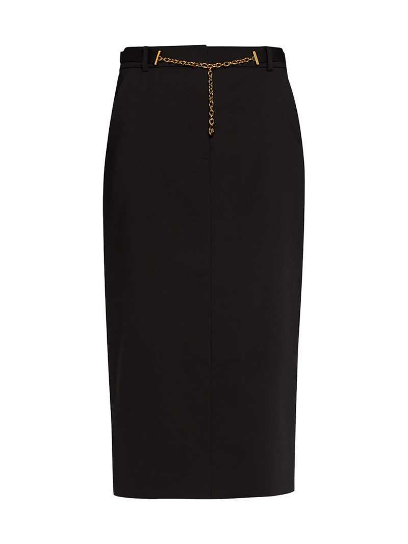 Women's Hoffman Belted Virgin-Wool Blend Midi-Skirt - Black 1