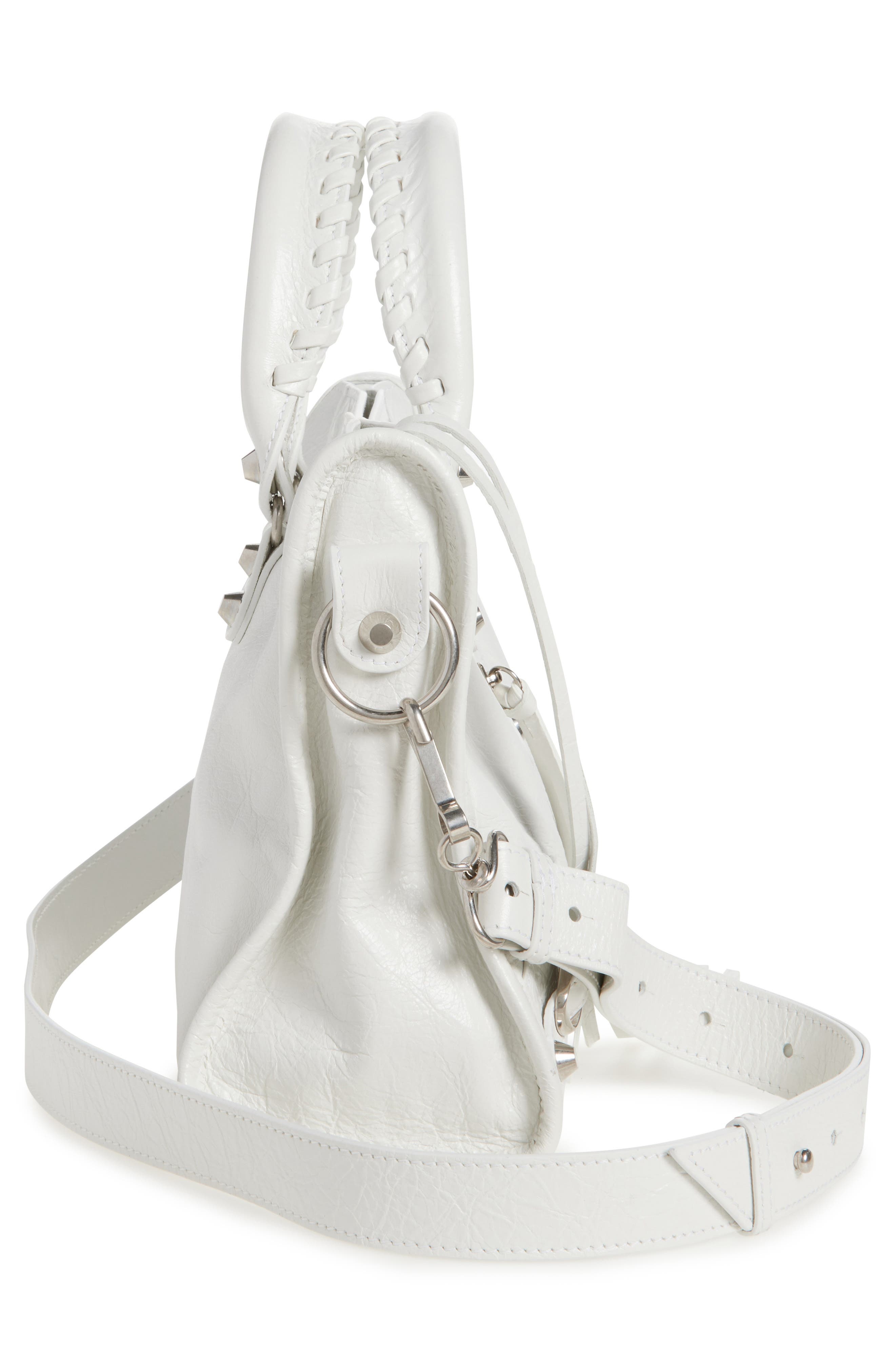 Balenciaga Small Le City Crinkle Leather Top Handle Bag in Optic White at Nordstrom - 6