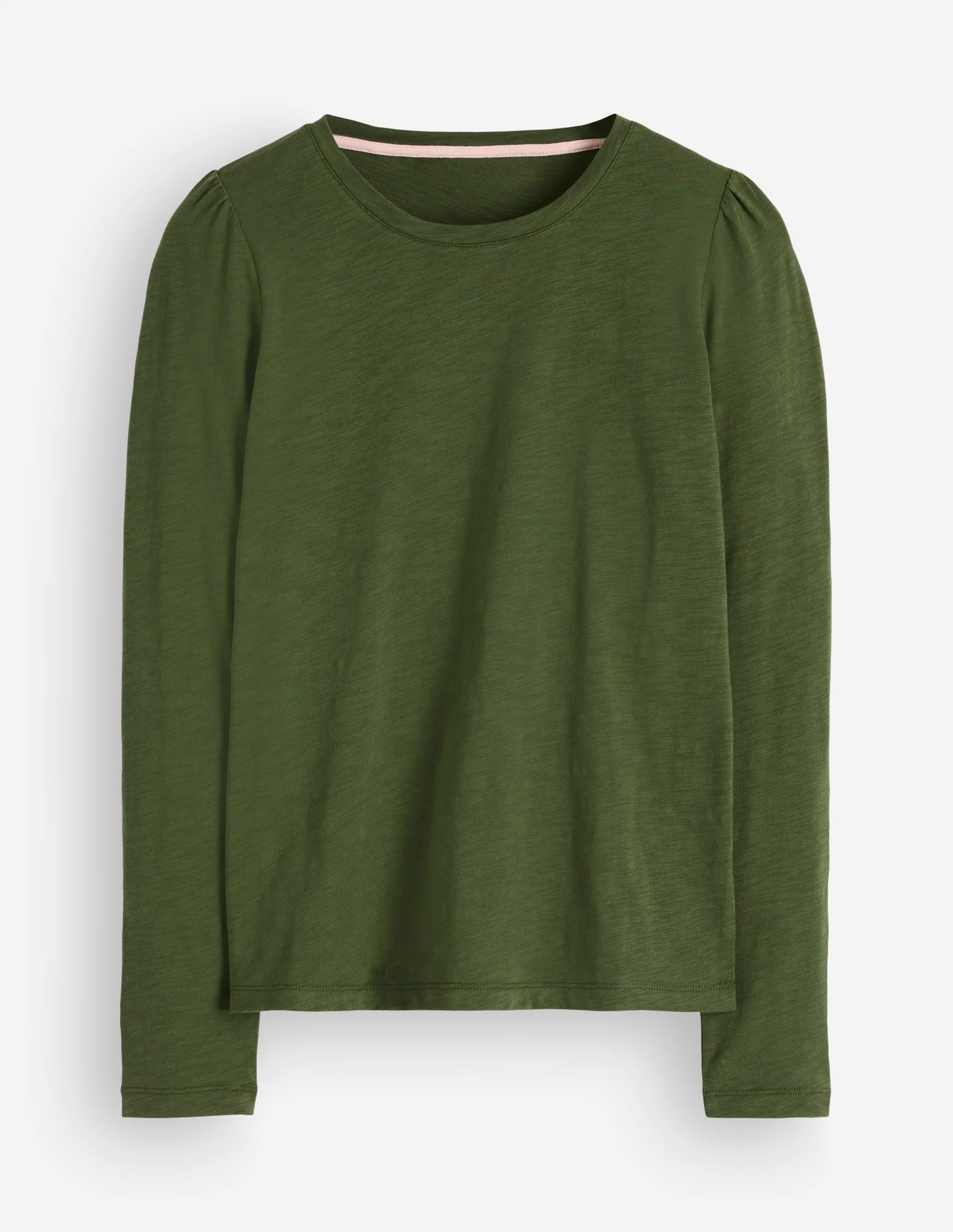 Cotton Crew Long Sleeve Top-Chive - 1