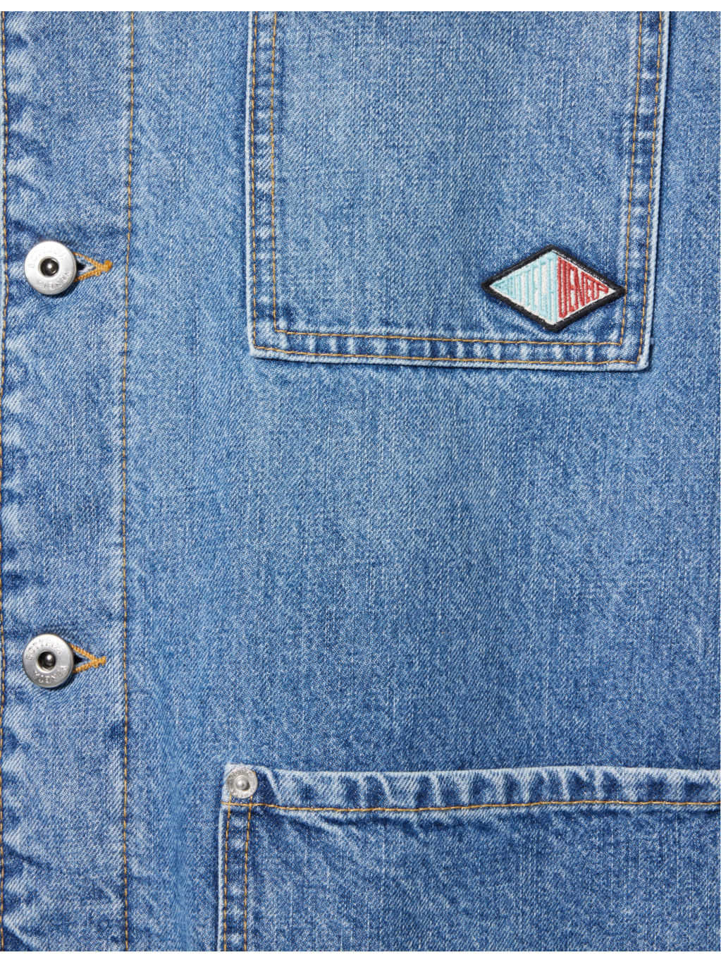 Contrast-collar embroidered-branded regular-fit denim jacket - 7