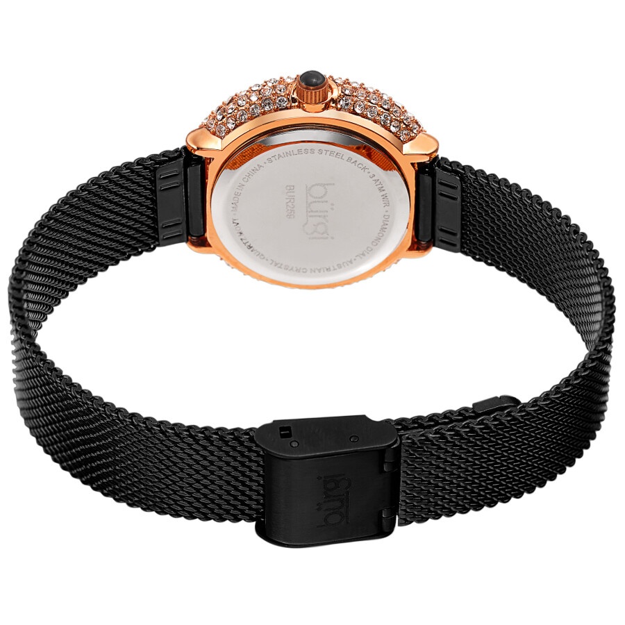 Burgi - Burgi Swirl Quartz Diamond Black Dial Ladies Watch BUR259BK - 4
