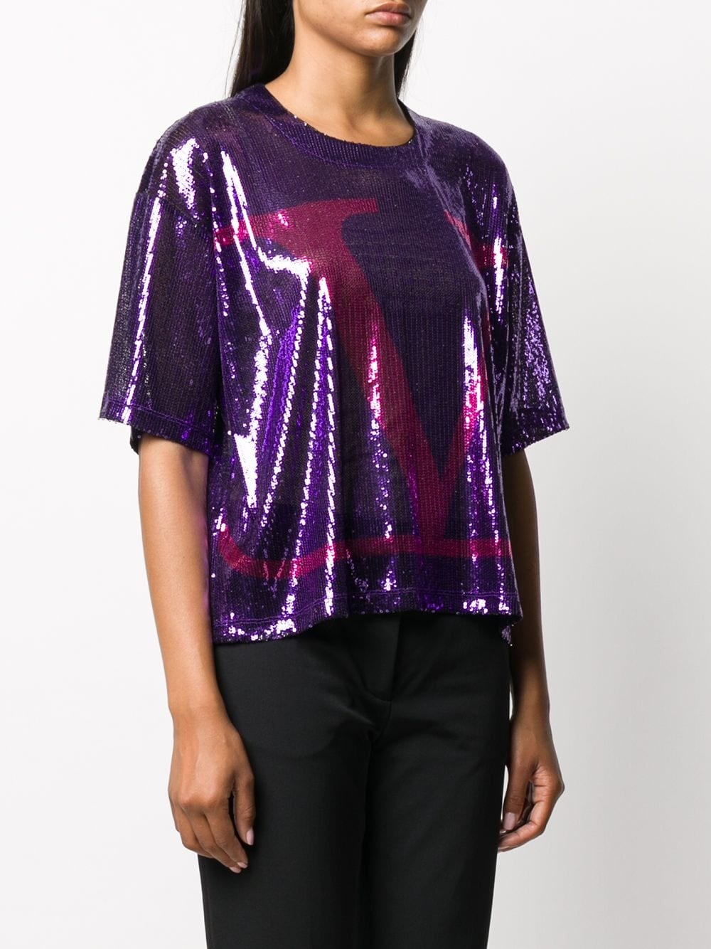 sequin-detail VLOGO T-shirt - 3