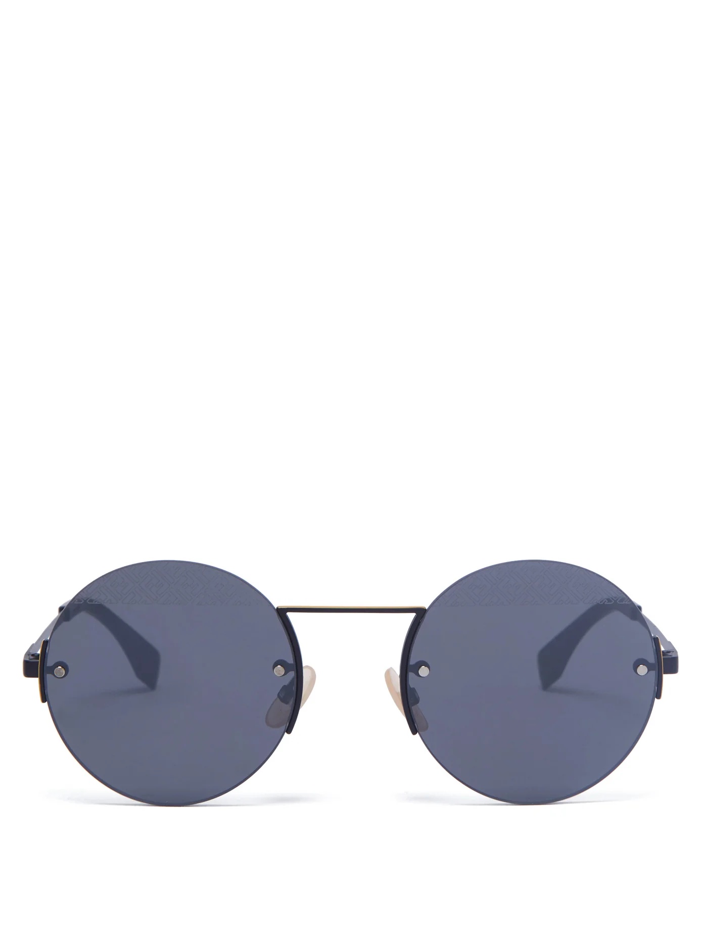 FF-engraved rimless round metal sunglasses - 1