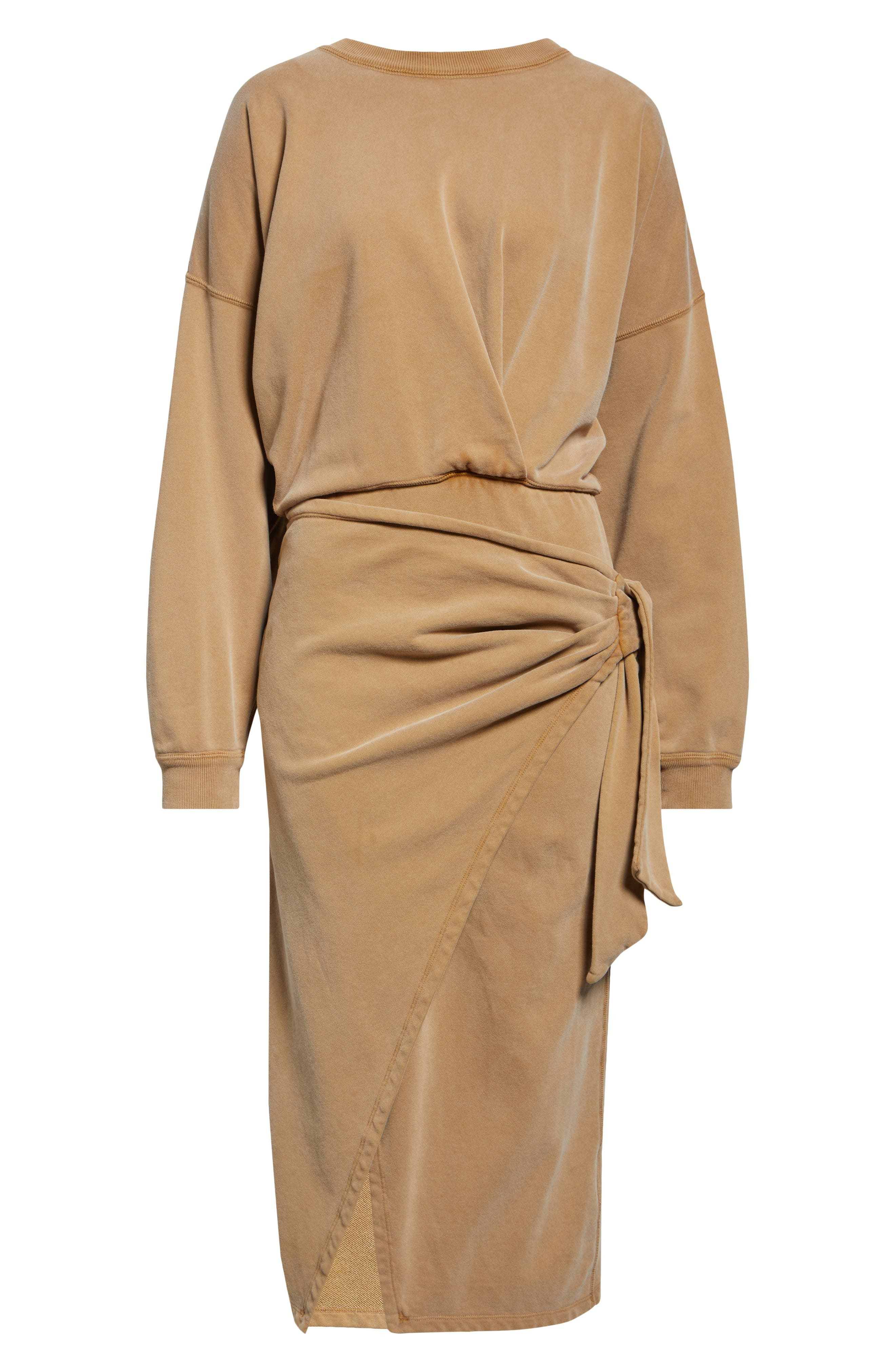 Isabel Marant Étoile Sandrina Long Sleeve Cotton Fleece Dress in Caramel at Nordstrom - 5