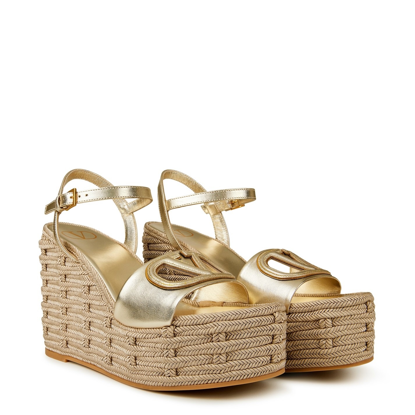 V-LOGO CUT-OUT WEDGE SANDAL - 4