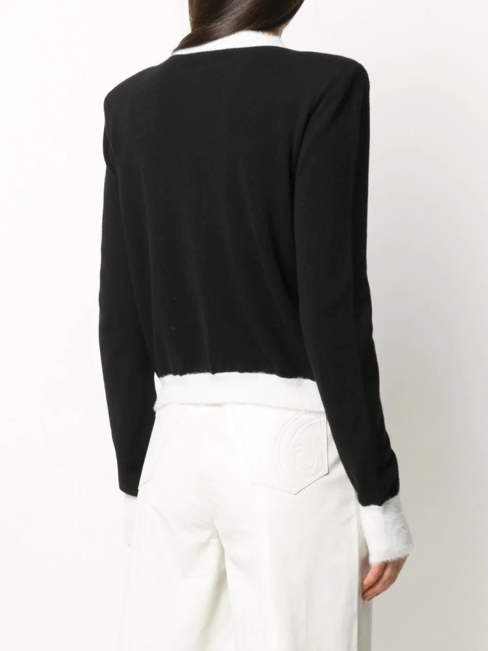 logo-jacquard shoulder-pad jumper - 4