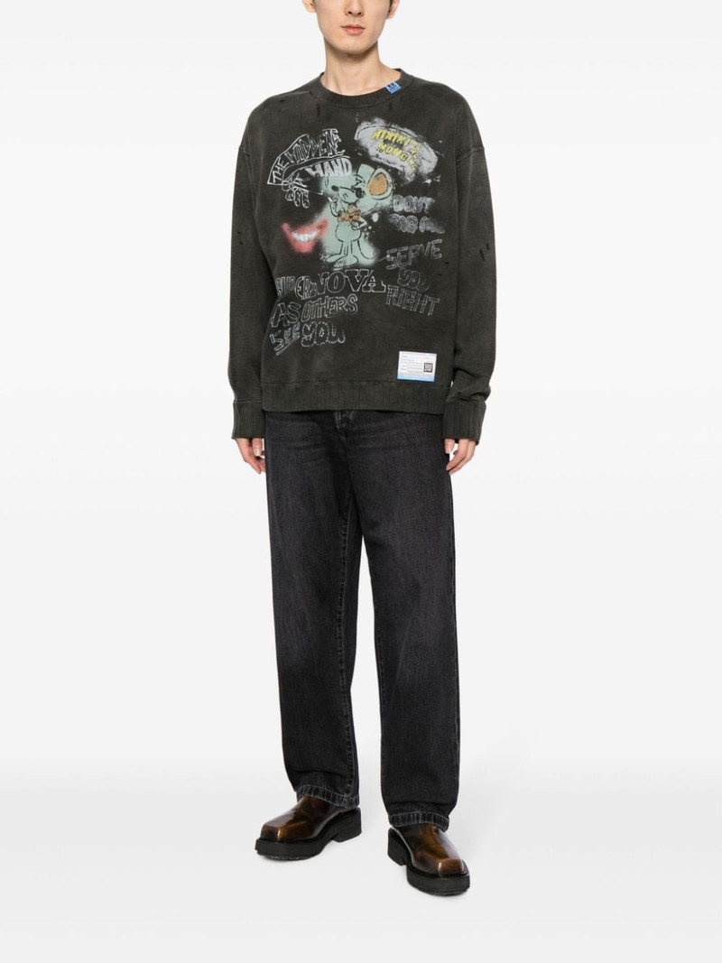 Maison MIHARAYASUHIRO logo-patch distressed sweatshirt outlook