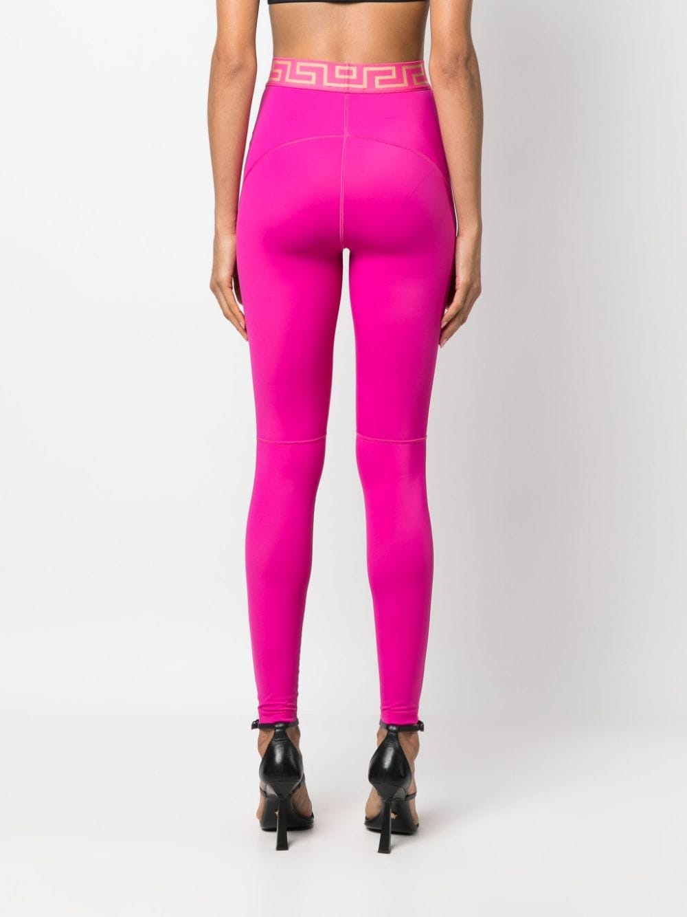 Greca-pattern high-waisted leggings - 4