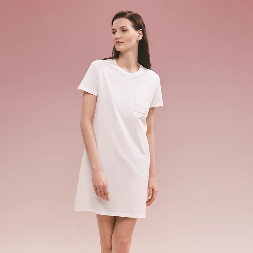 Straight embroidered pocket dress - 1