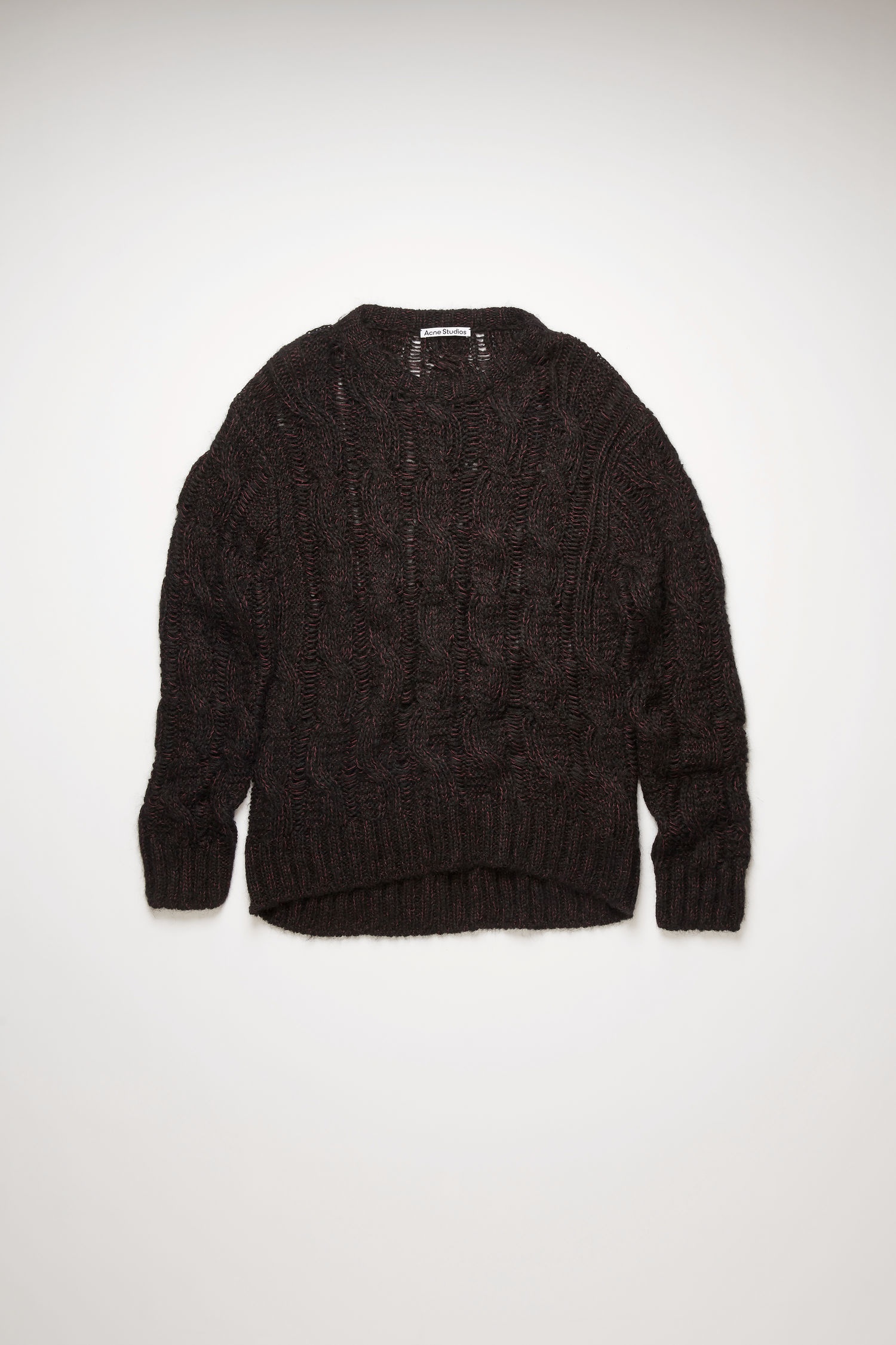 Melange cable-knit sweater black/burgundy - 1