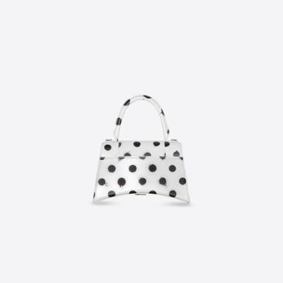 BALENCIAGA Women's Hourglass Small Handbag Sprayed Polka Dots Printed Box in White outlook