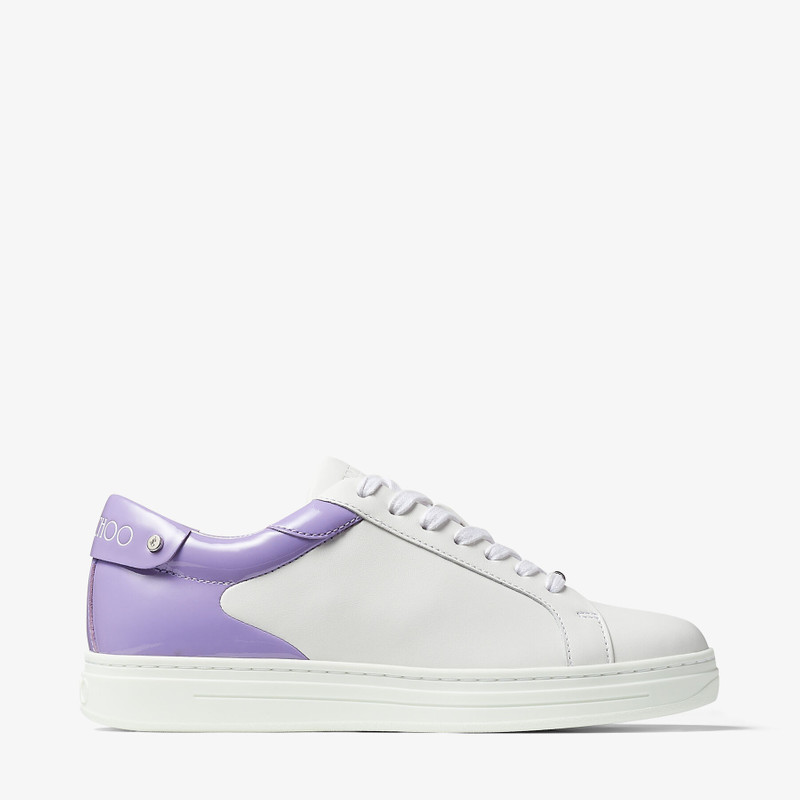 Rome/F White Calf Leather and Wisteria Patent Low Top Trainers - 1