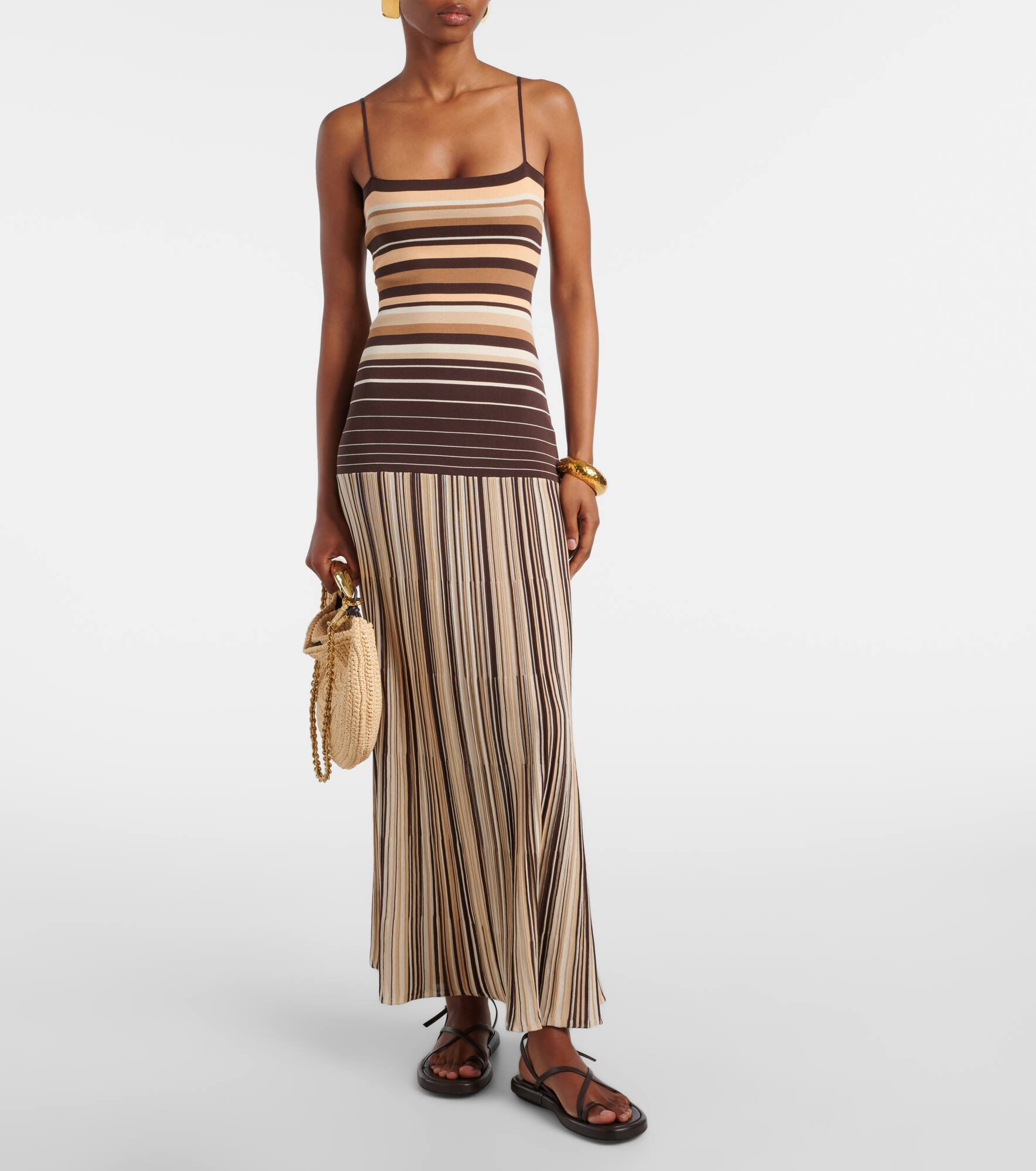 Esenia striped cotton-blend midi dress - 2