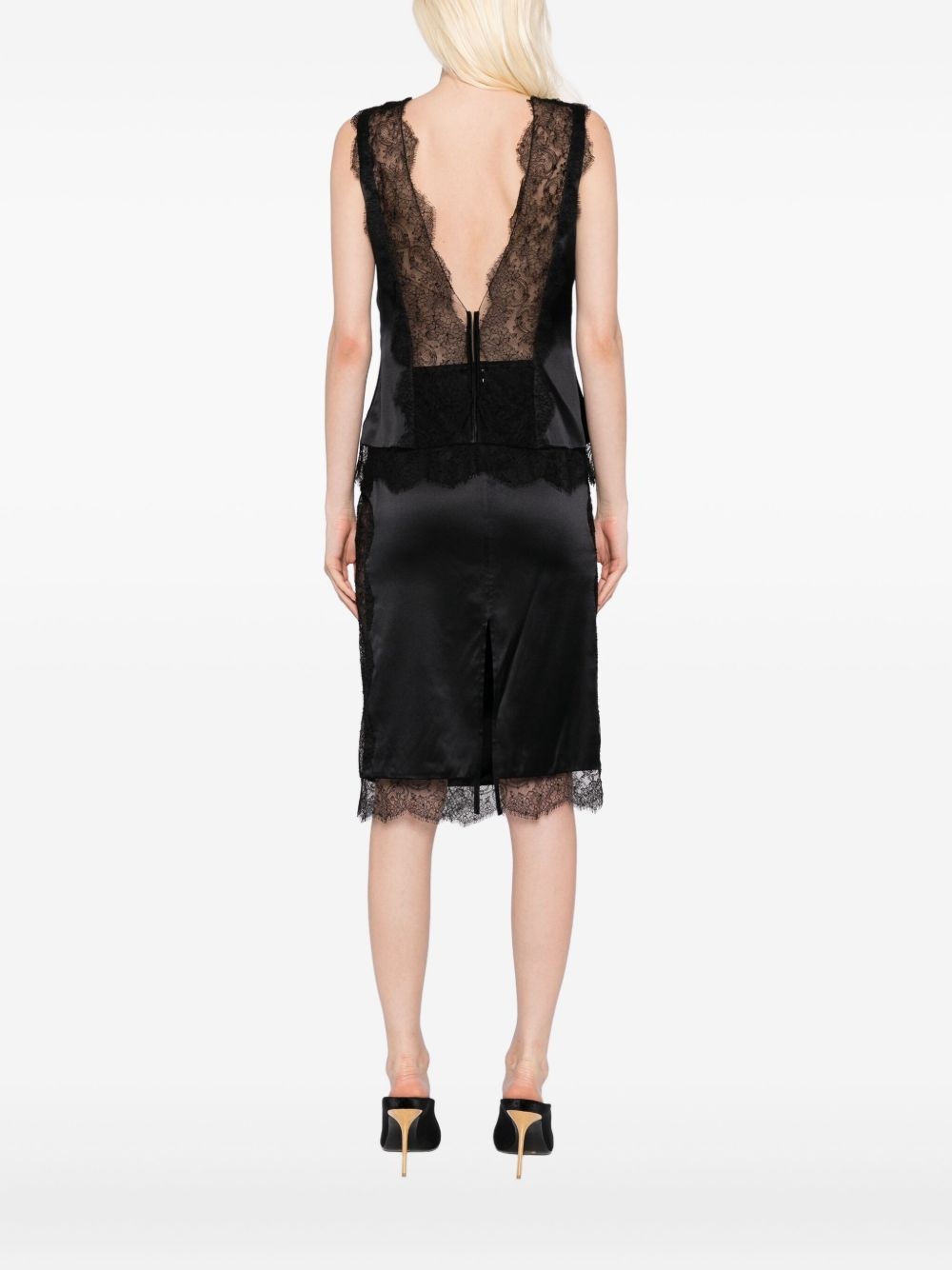 lace-trimmed satin top - 4