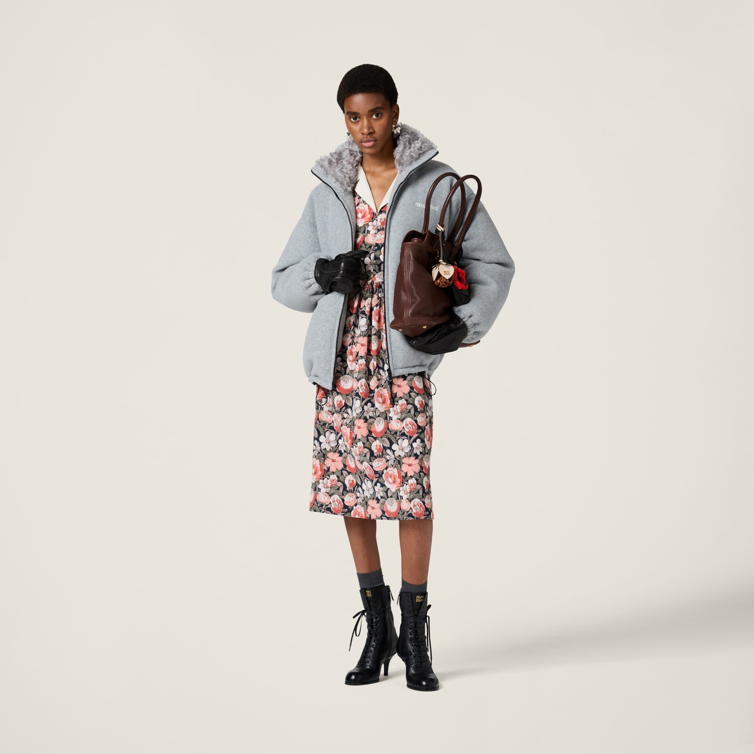 ジャケット MIU MIU Recycled polyester hooded down jacket miu-miu-Clay-Grey-Technical-