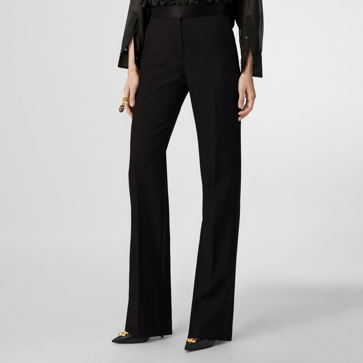 Silk Trim Wool Tailored Trousers - 6