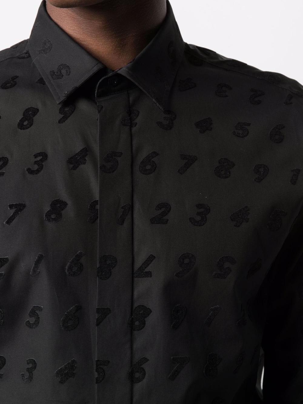 number embroidered long-sleeve shirt - 5