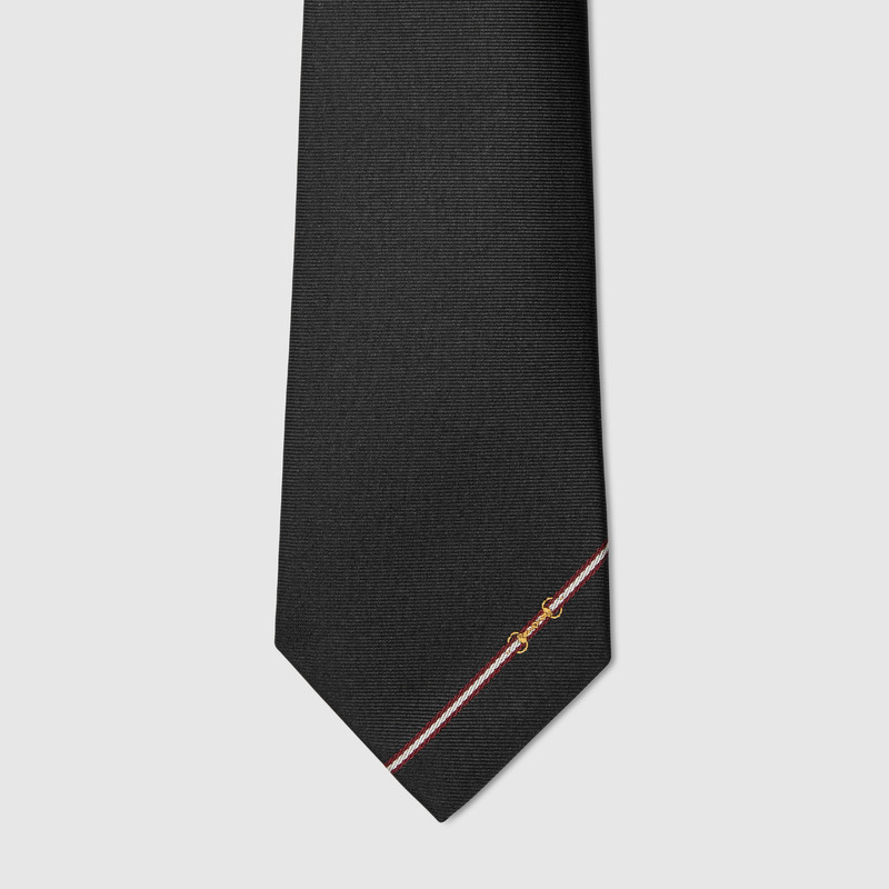 GUCCI Silk diagonal Horsebit jacquard tie outlook