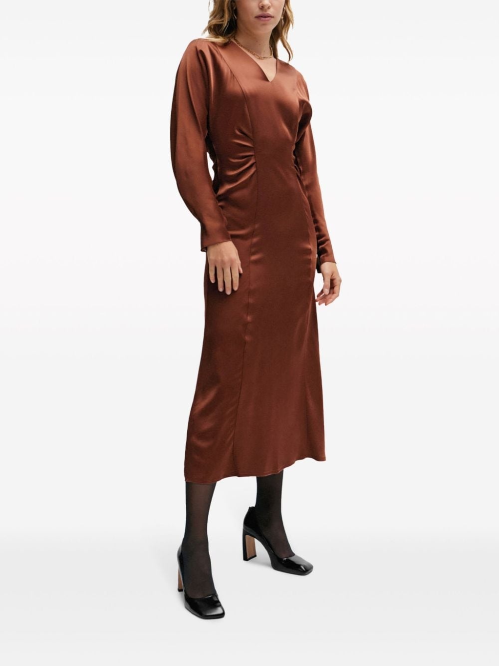 V-neck satin midi dress - 2