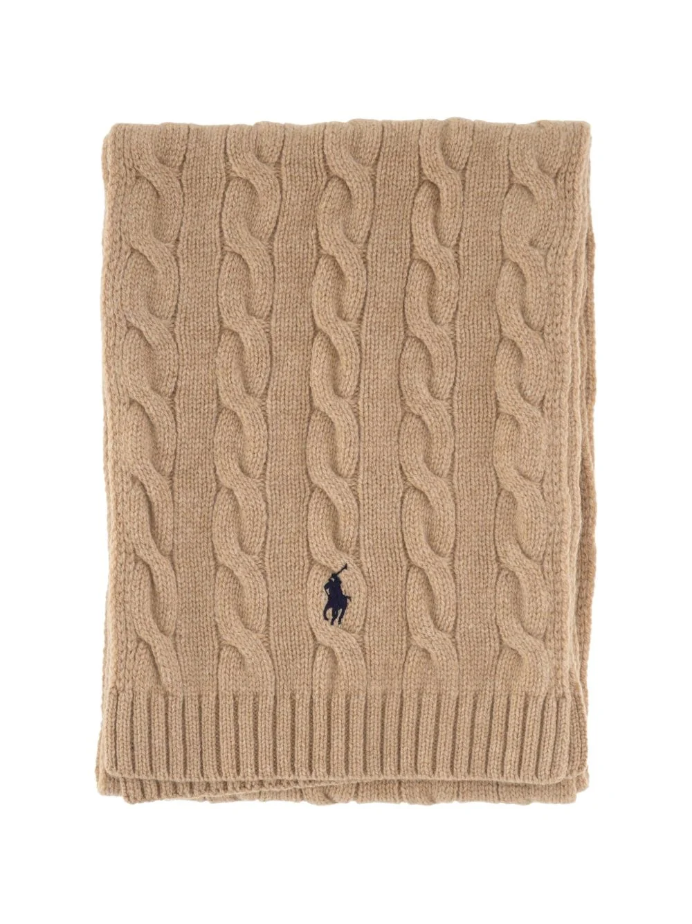cable-knit embroidered-logo scarf - 1