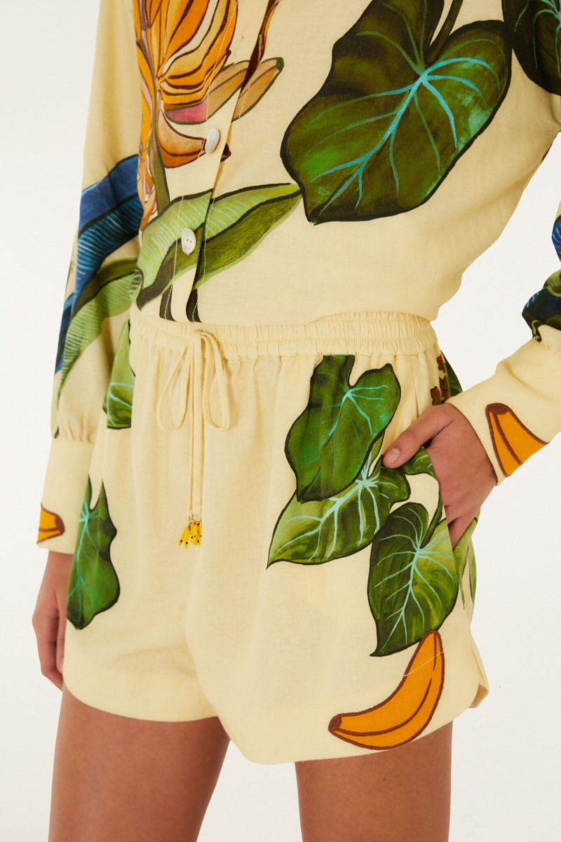 FARM RIO Yellow Banana Grapes Drawstring Lenzing Ecovero Euroflax Shorts outlook