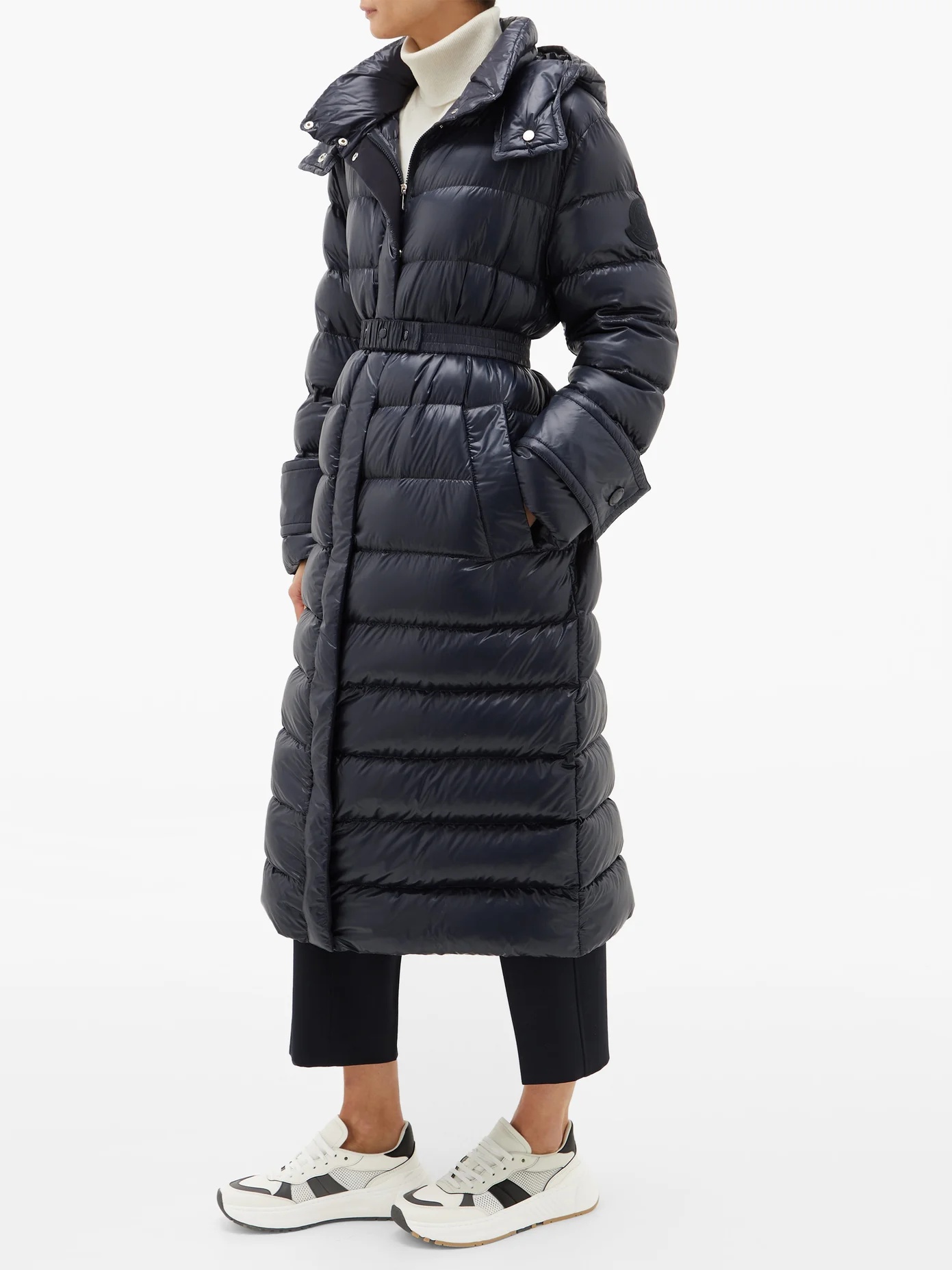 Cobalt hooded quilted-down coat - 2