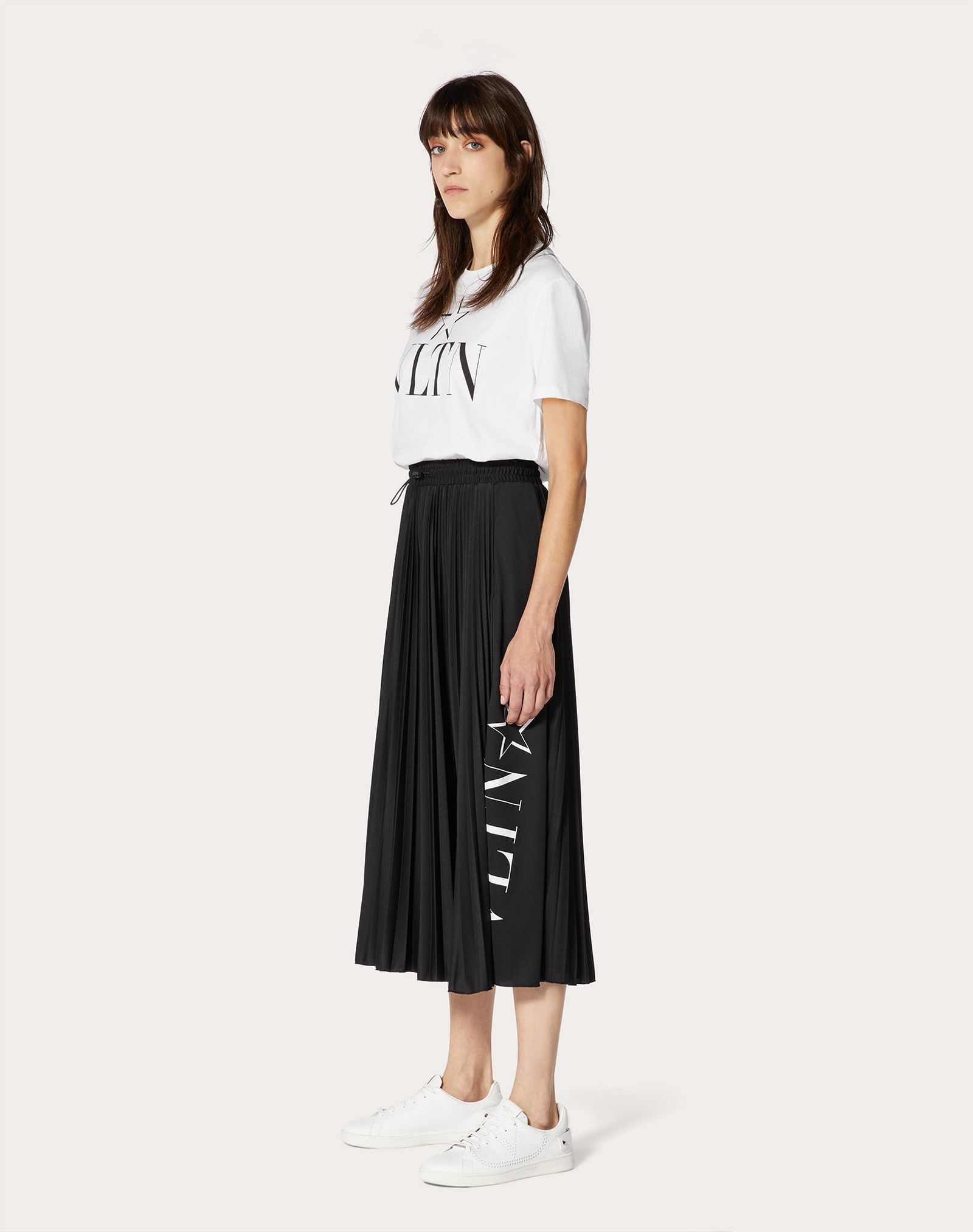 Pleated Jersey Skirt with VLTNSTAR Print - 2