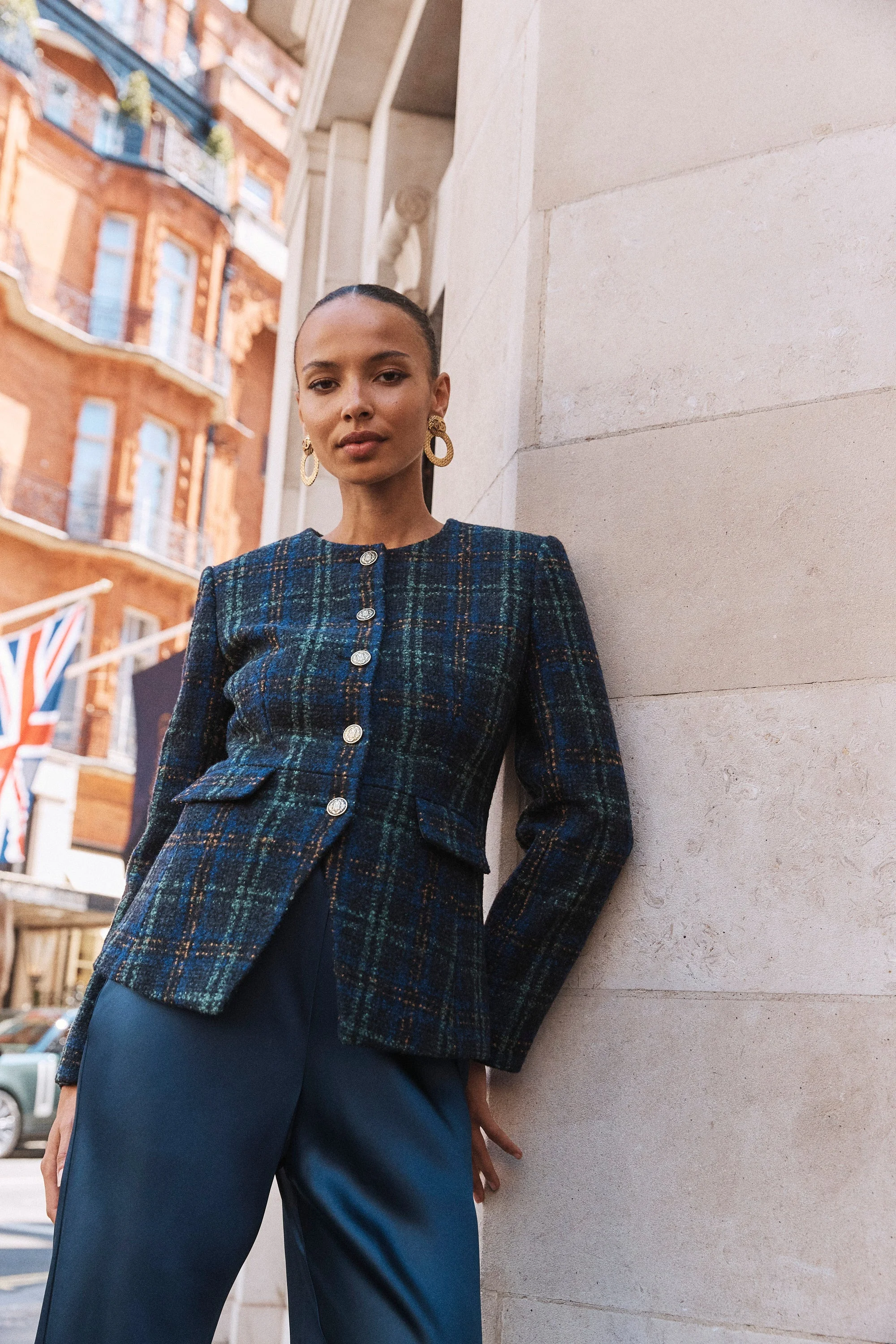 The Warby Coat - Navy Tartan - 1