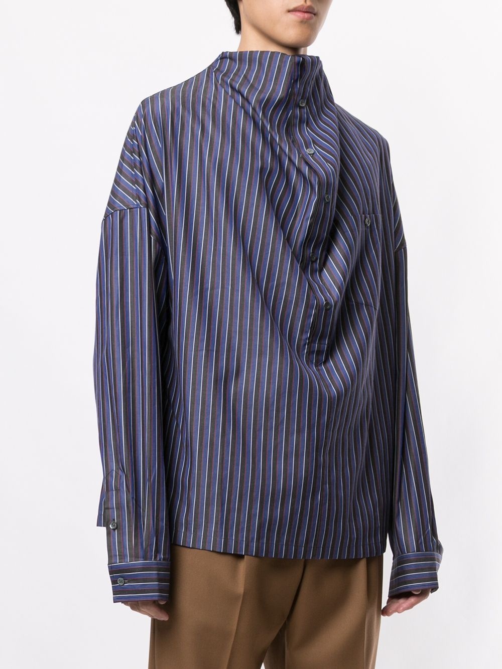 draped striped shirt - 4