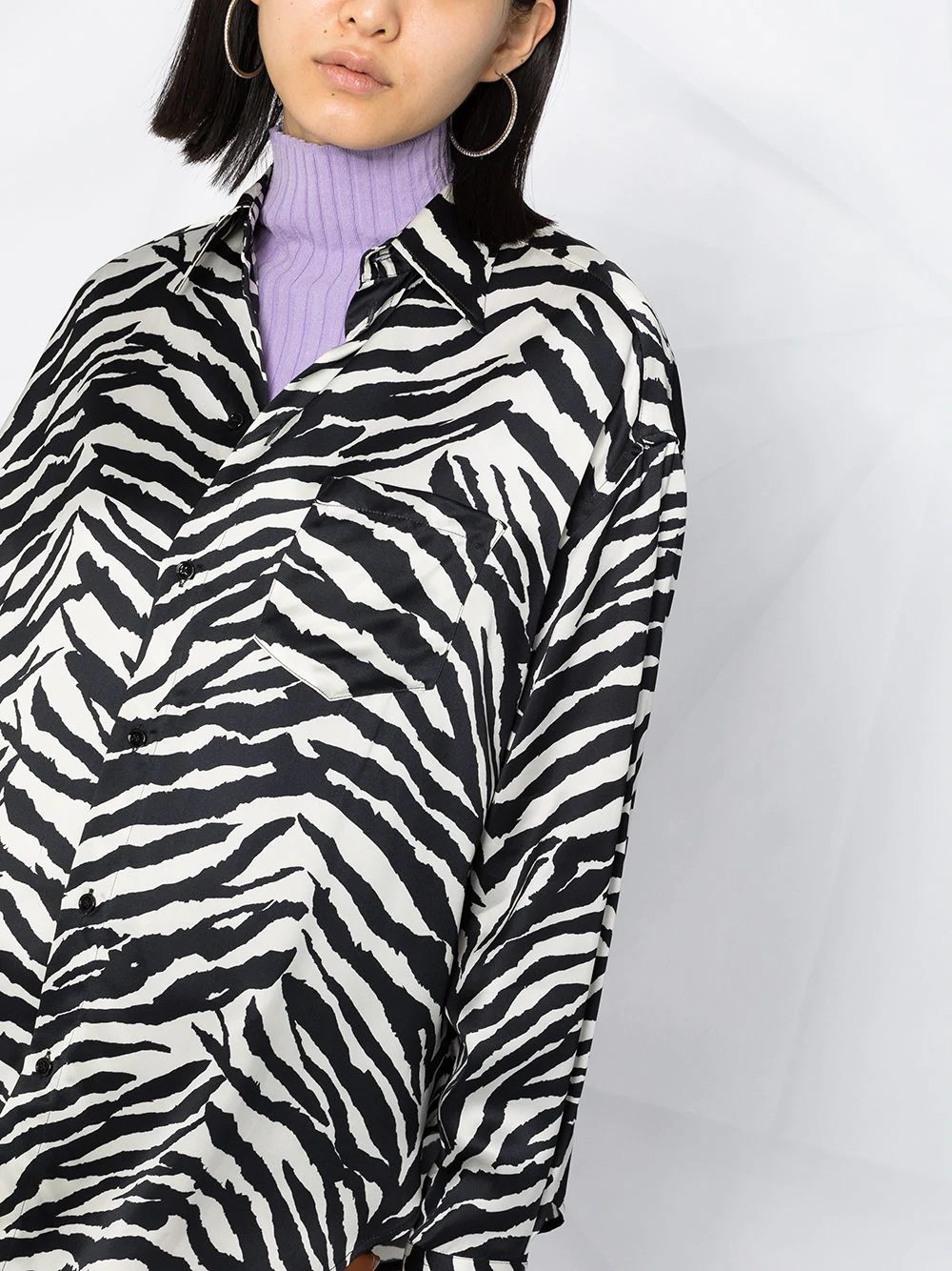 zebra-print oversized shirt - 3