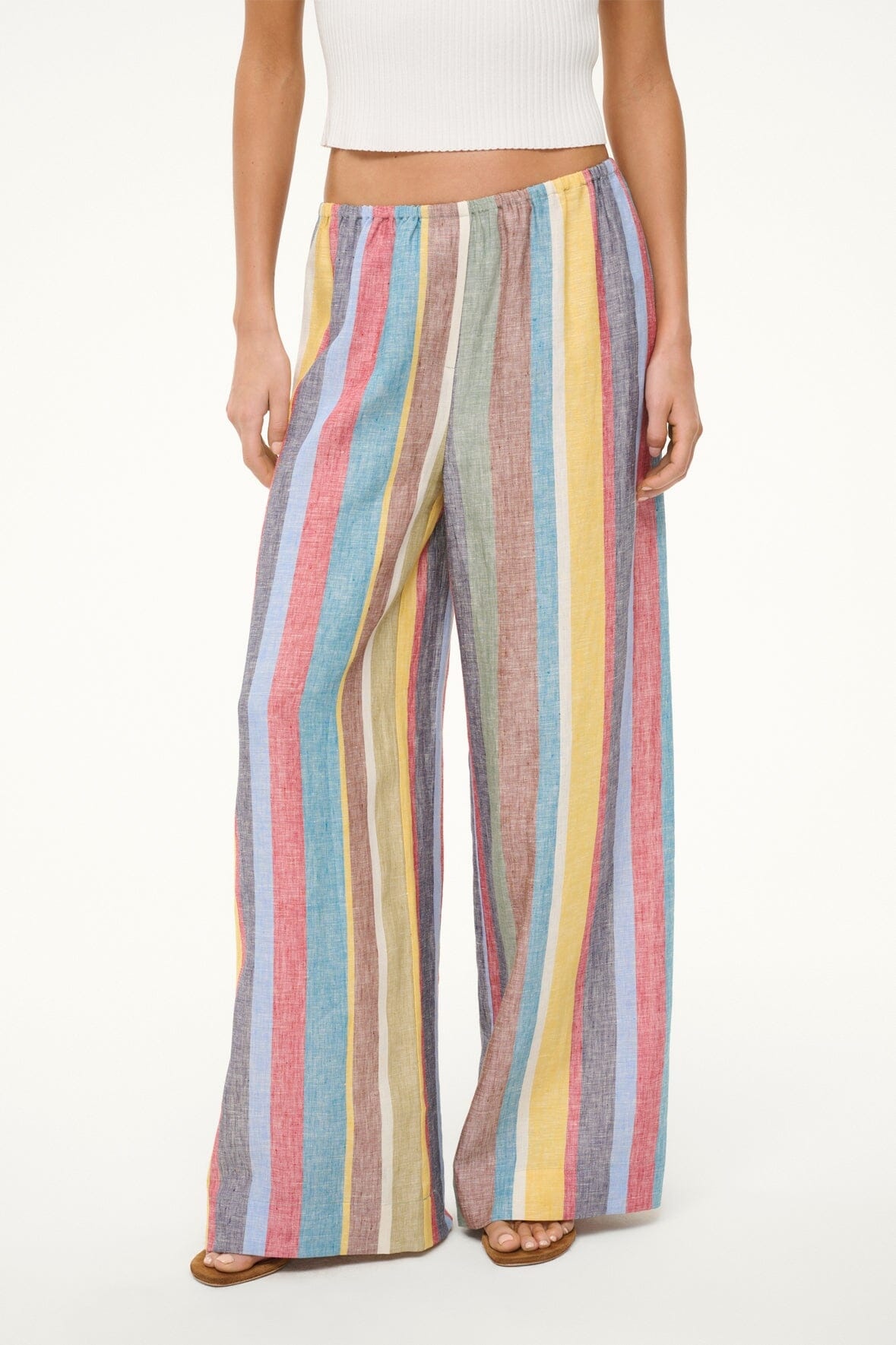 STAUD BONFIRE LINEN PANT MARKET STRIPE - 3
