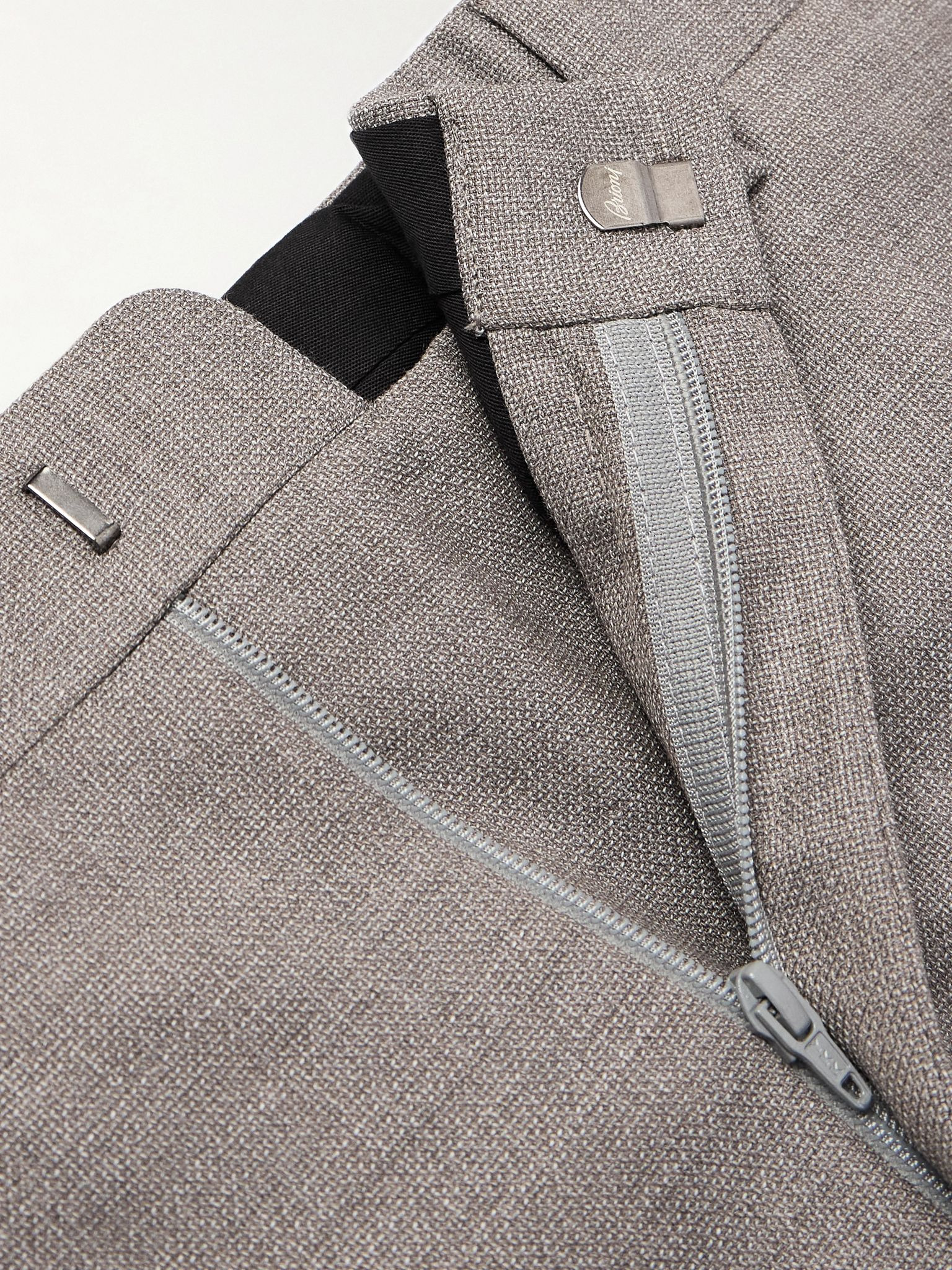 Slim-Fit Straight-Leg Textured-Wool Suit Trousers Beige - 6