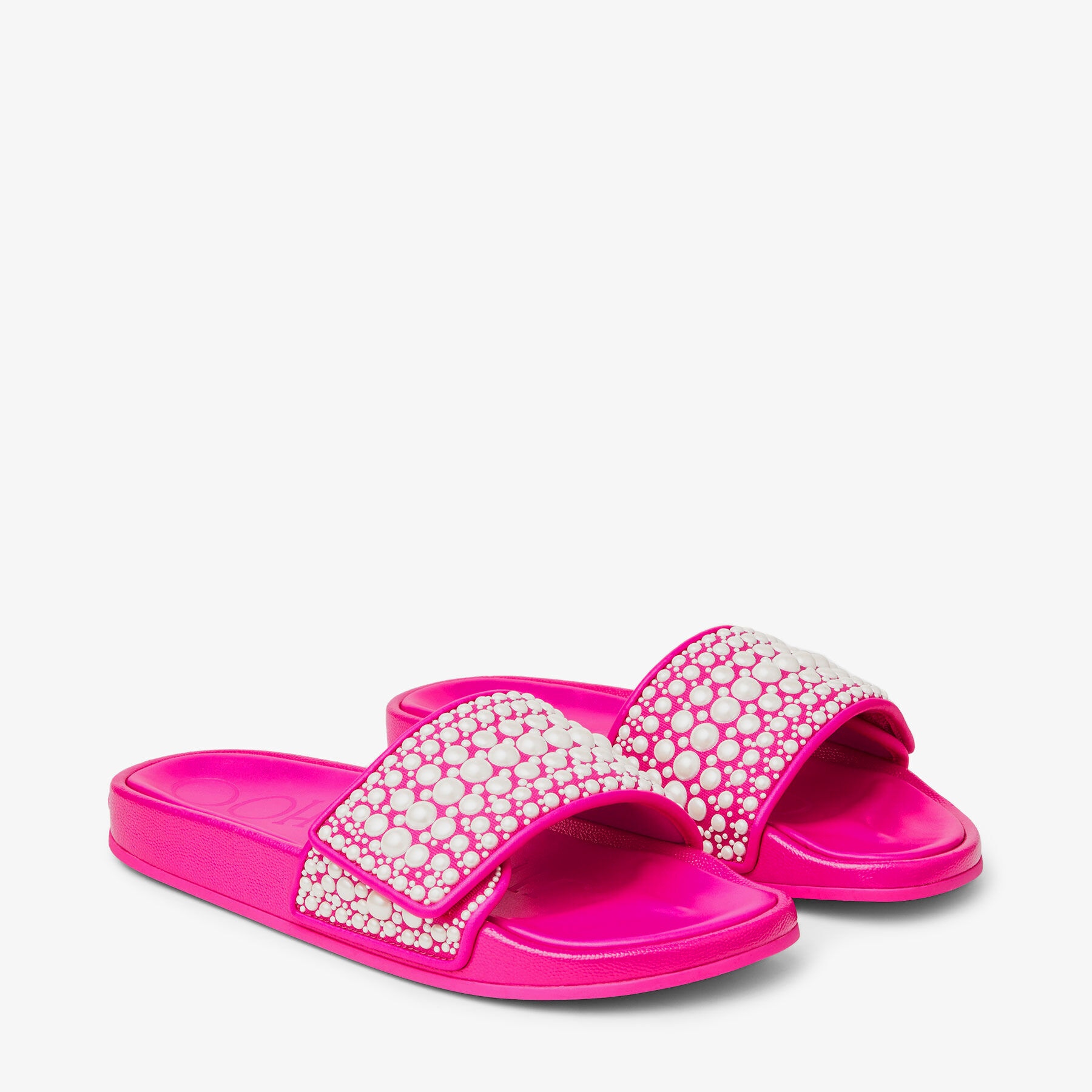 Fitz/F
Fuchsia Leather and Canvas Slides with Pearl Embellishment - 3