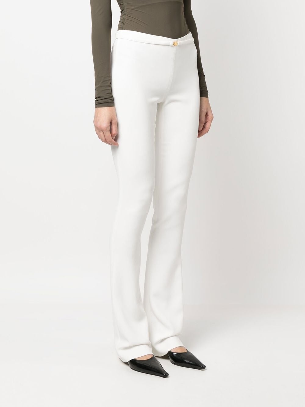 logo-buckle flared trousers - 3