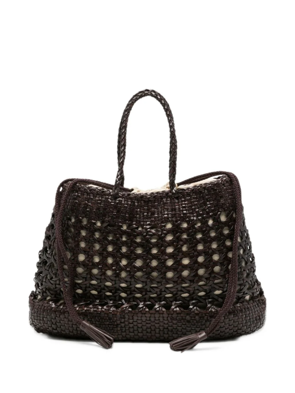 woven-design leather handbag - 1