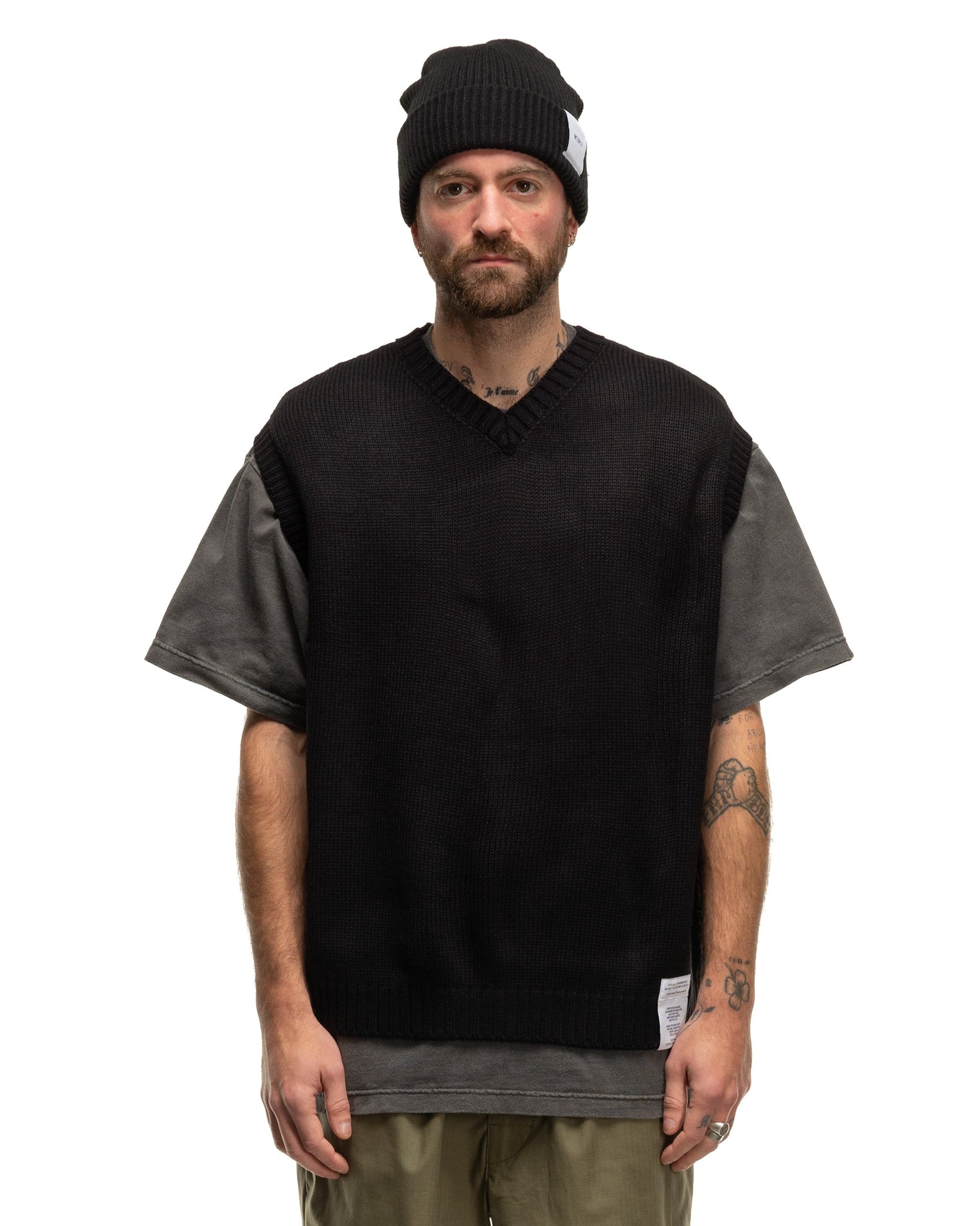 WTAPS Ditch / Cotton Acrylic Sign Vest BLACK | REVERSIBLE