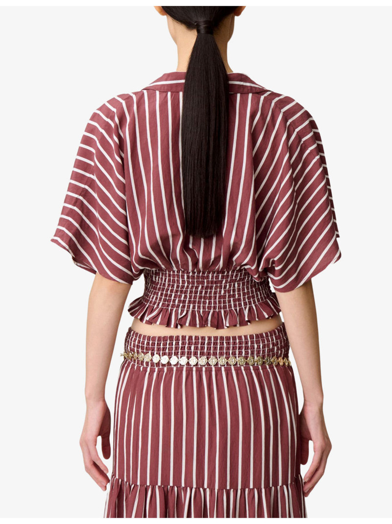 Striped Shirred-Waist Woven Top 4