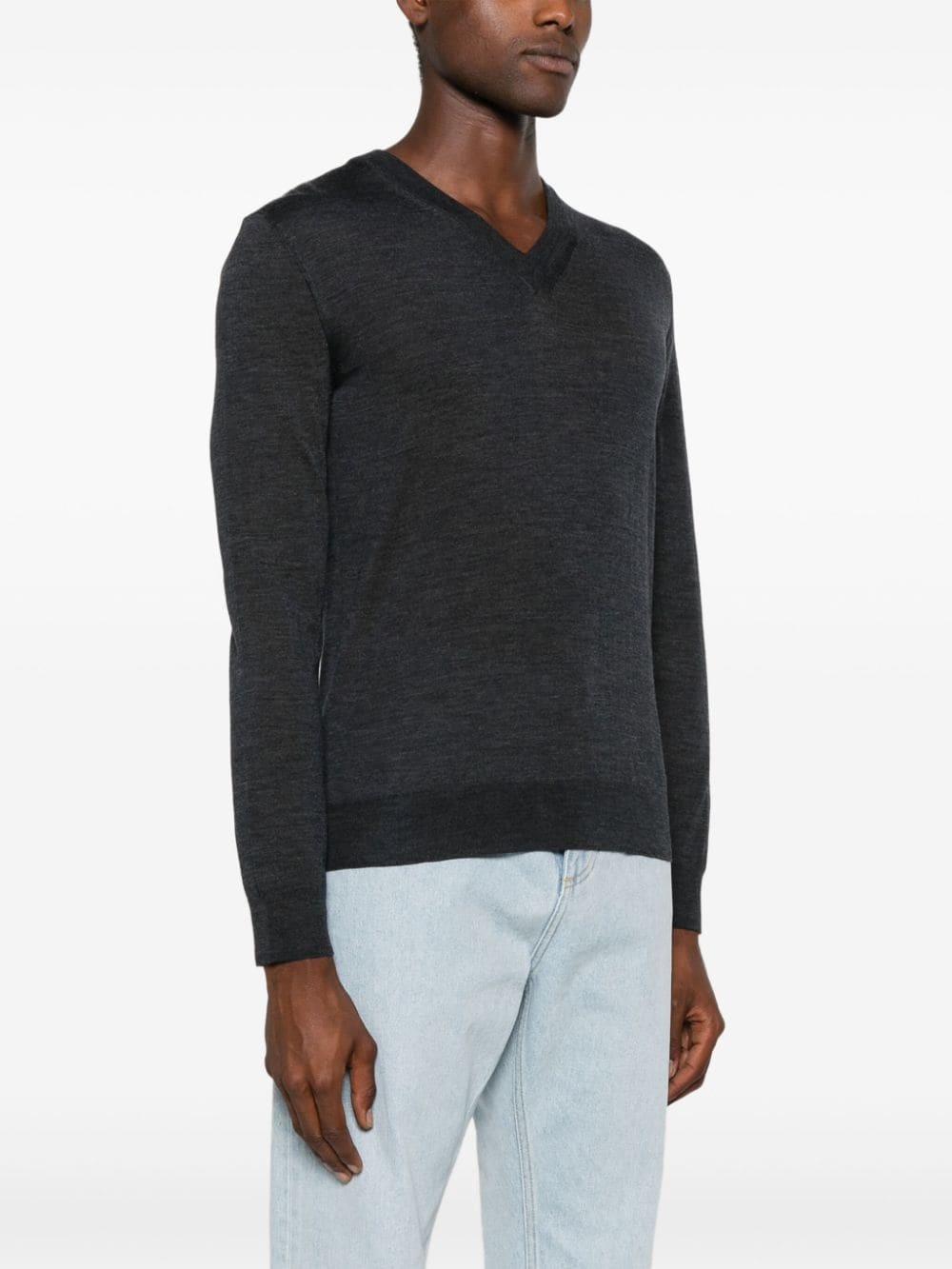 V-neck virgin-wool jumper - 3