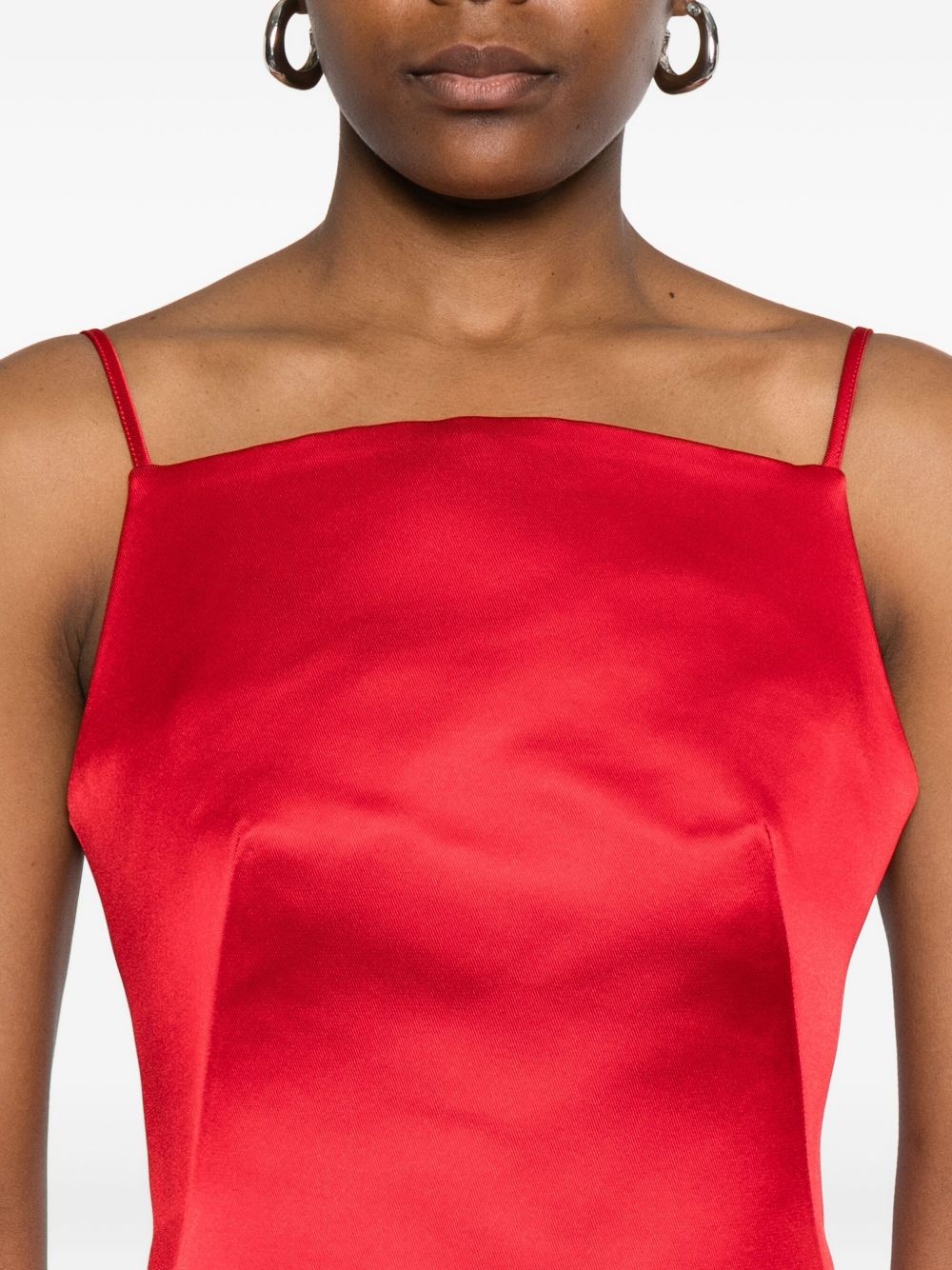 square-neck satin mini dress - 5