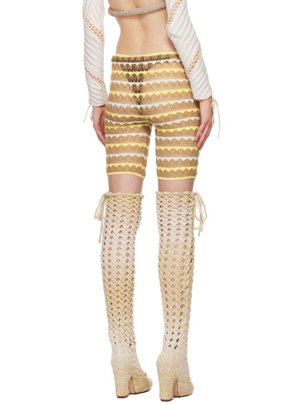SSENSE Exclusive Yellow & Tan Lacey Shorts - 3