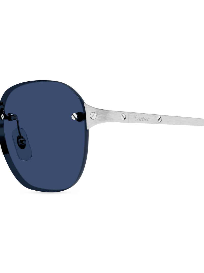 Men's Santos Classic 53MM Round Sunglasses - Silver Blue 3