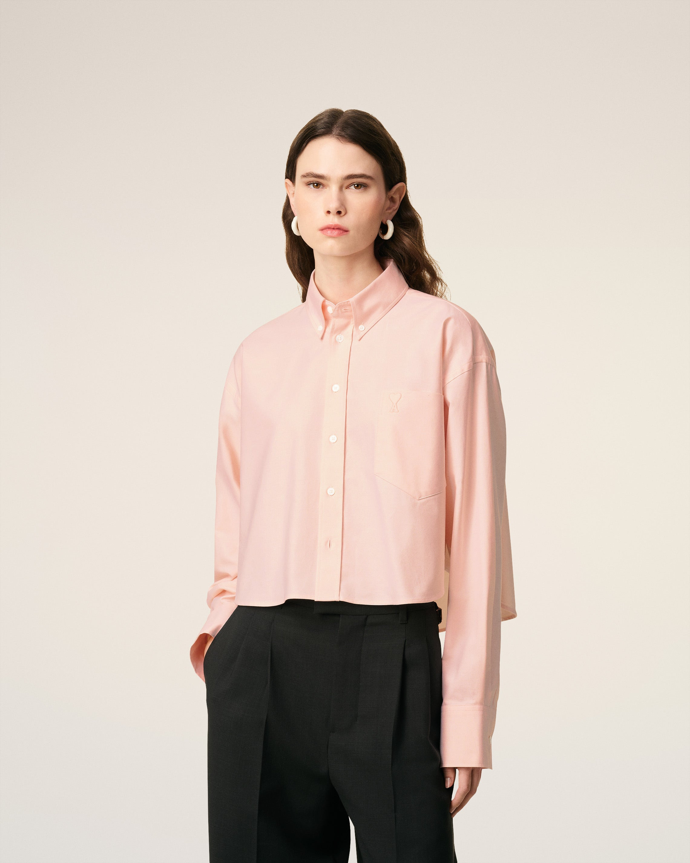 PINK COTTON AMI DE COEUR CROPPED OVERSIZED SHIRT - 3