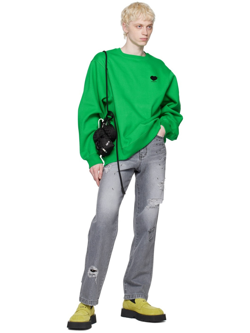 ADER error Green Flocked Sweatshirt outlook